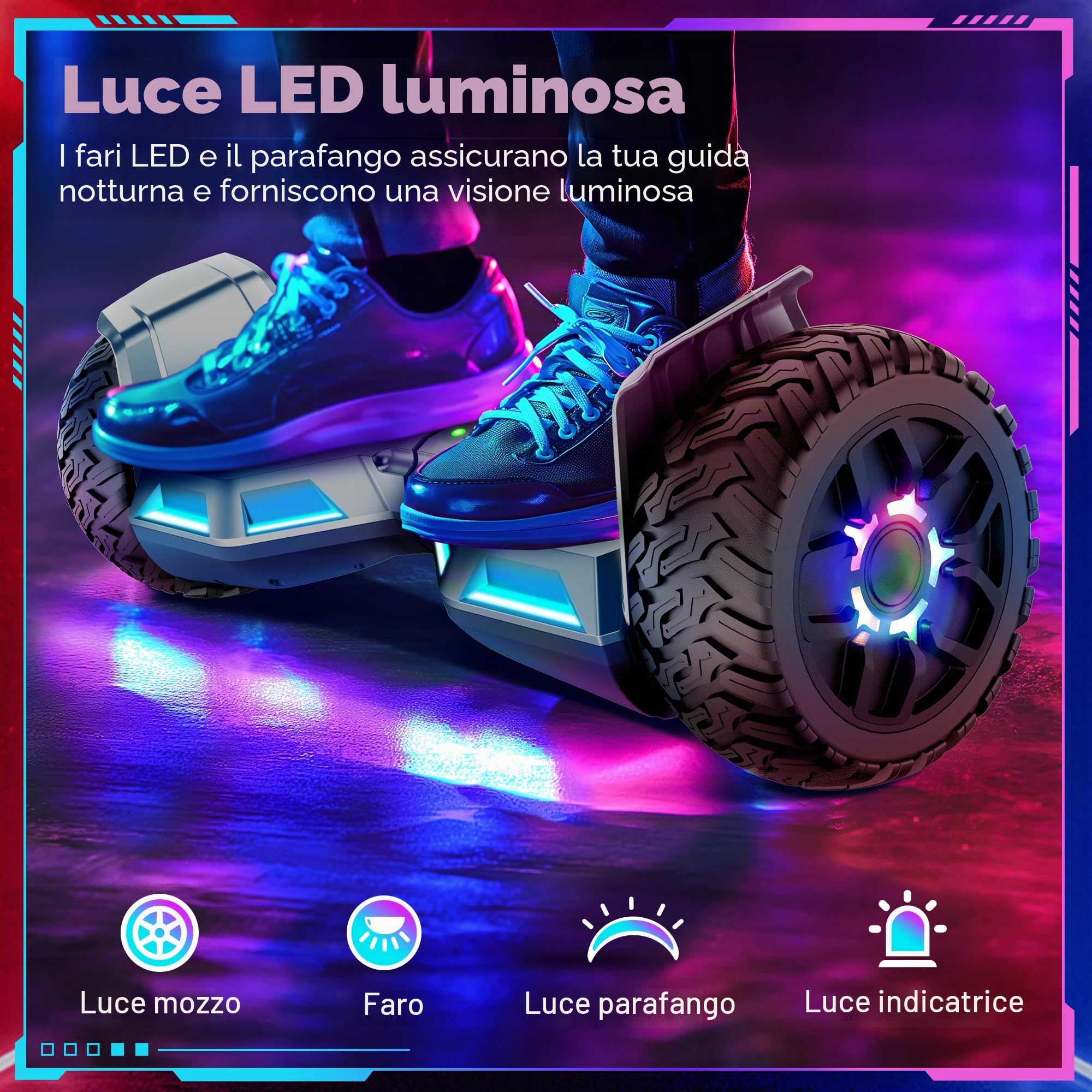 Hummer Off Road Hoverboard 8,5 pollici con Bluetooth e luce LED Motore potente Adatto per adulti e bambini Pistola
