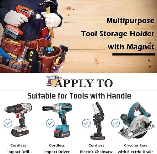 Miniatura 7 de ULIBERMAGNET Juego de 2 fundas magnéticas de alta resistencia con clip magnético fuerte para herramientas eléctricas inalámbricas, tornillos,