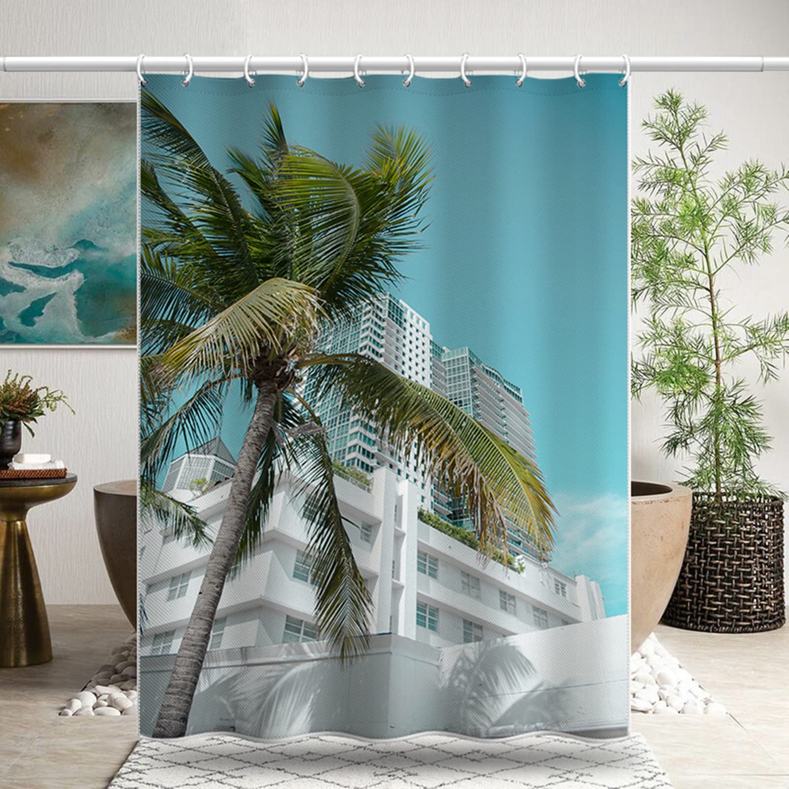 Rideau de douche palmier grand format KnSam pour s'évader chaque matin