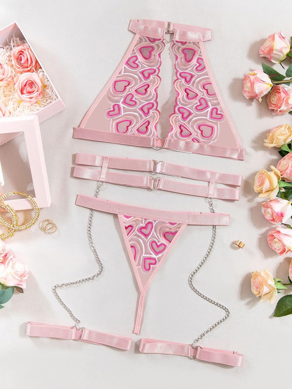 Foxiny Sexy Lingerie Set 3 Piece Women Halter Outfits