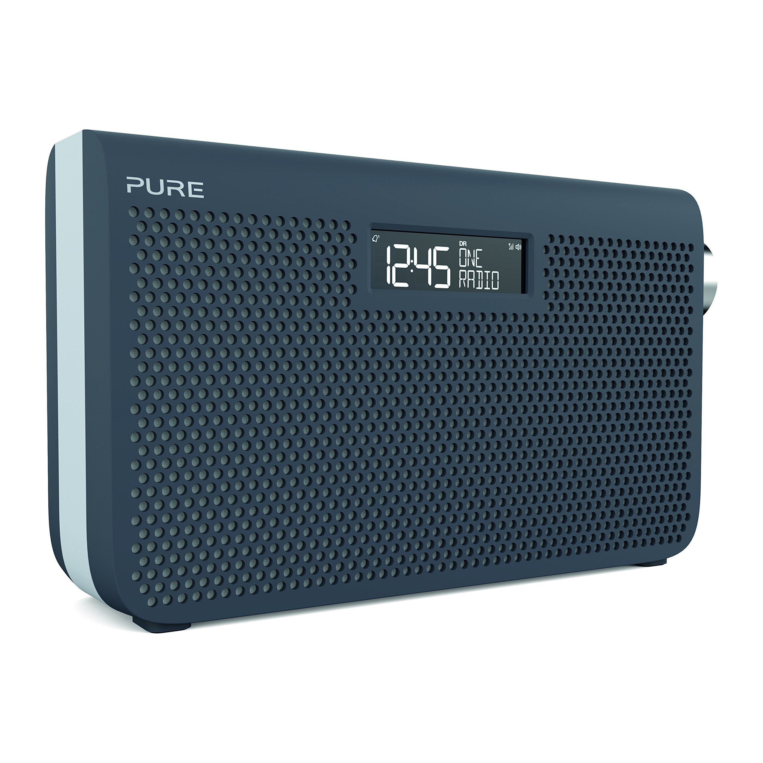 Pure One Maxi Series 3s FM/DAB+/DAB Digital Radio – Portable DAB Radio with Stereo Sound, Dual Alarm Clock, AUX Input, Headphone Socket – Mains Powered or Battery Powered, Slate Blue