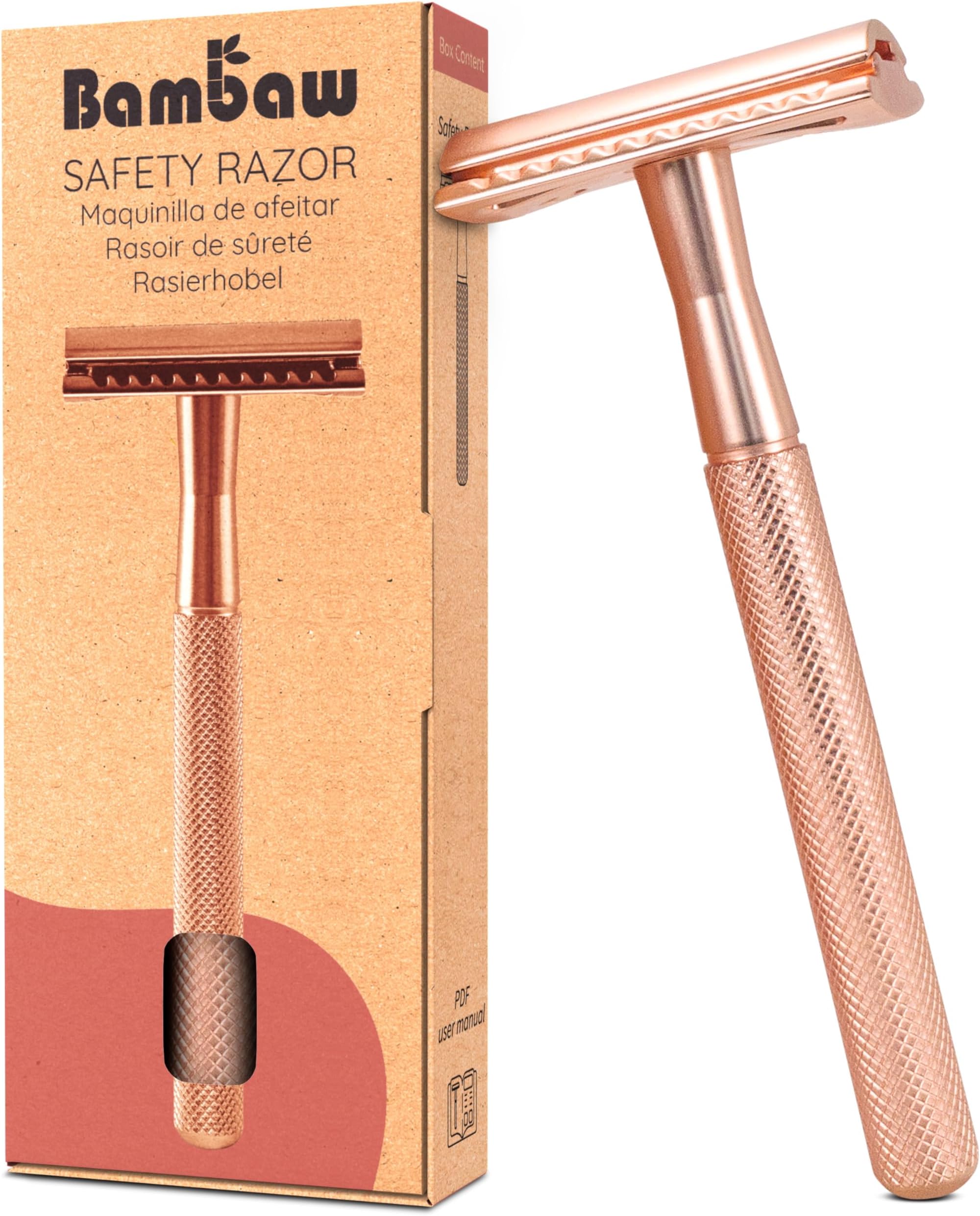 Single Blade Razor for Women, Metal Safety Razor Women for a Luxurious Wet Shave Experience, Ideal for of All Skin Types, Suitable for Full Body, No Blade Included (Rose Gold)