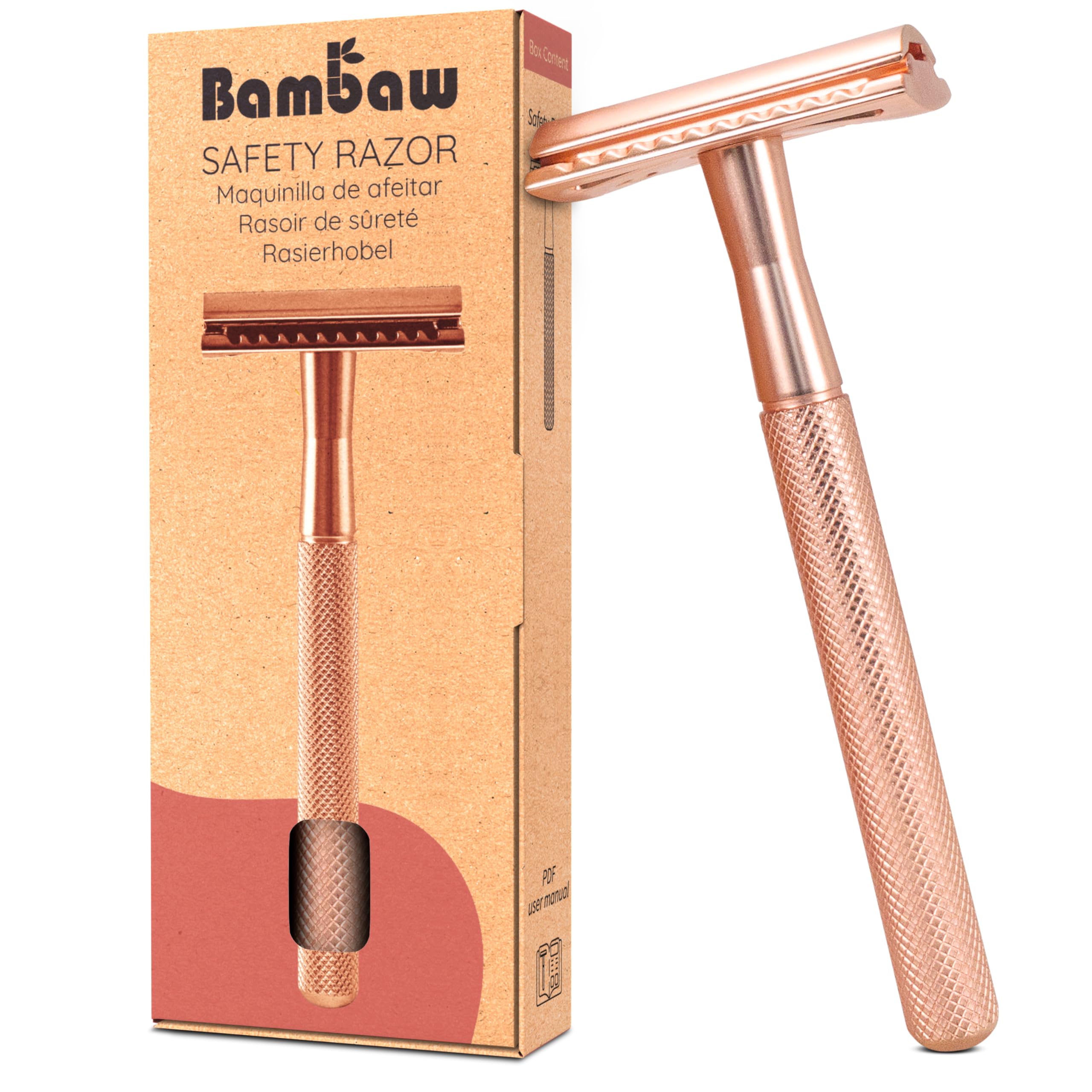 BambawMetal Safety Razor for Women - Rose Gold Women’s Razor - No Blade Included