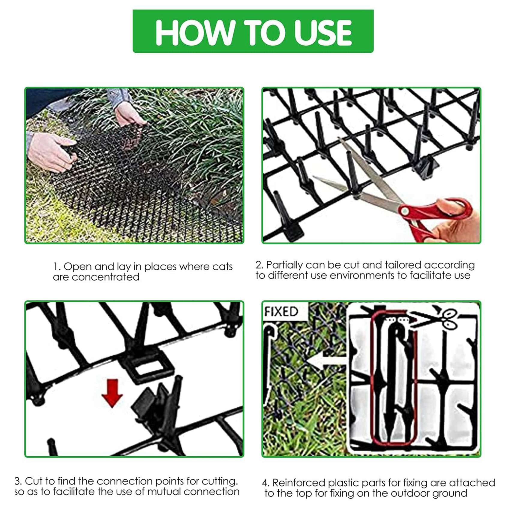 Tappetino per Gatti 36 Pezzi con Punte, Repellente per Punte per Animali, Spina per Scavo per Strisce di Spine da Giardino Punte Deterrenti per Gatti