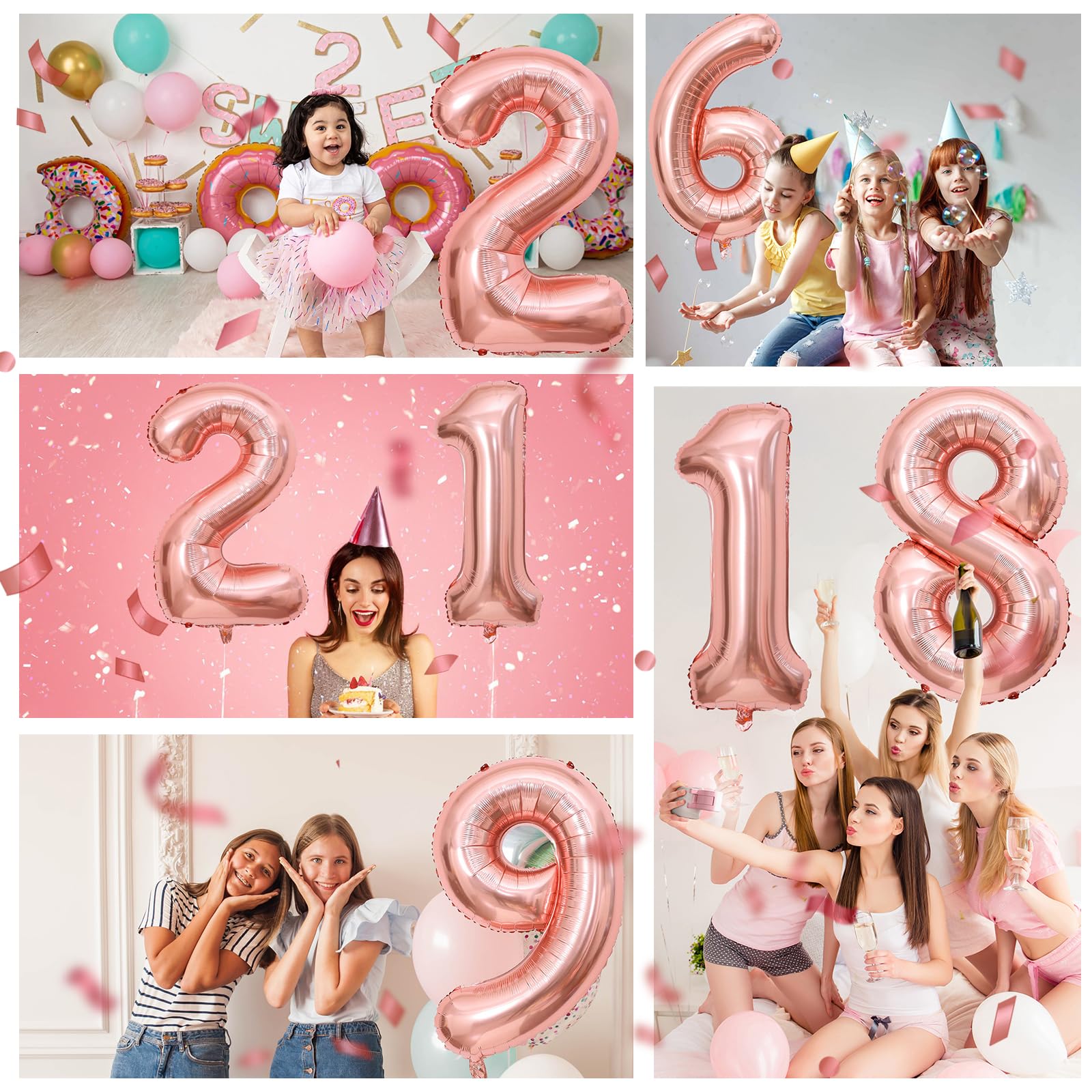 Ballons Gonflables à L'hélium En Aluminium Pour Décoration De Fête D'anniversaire Pour Garçon Et Fille (rose Fille