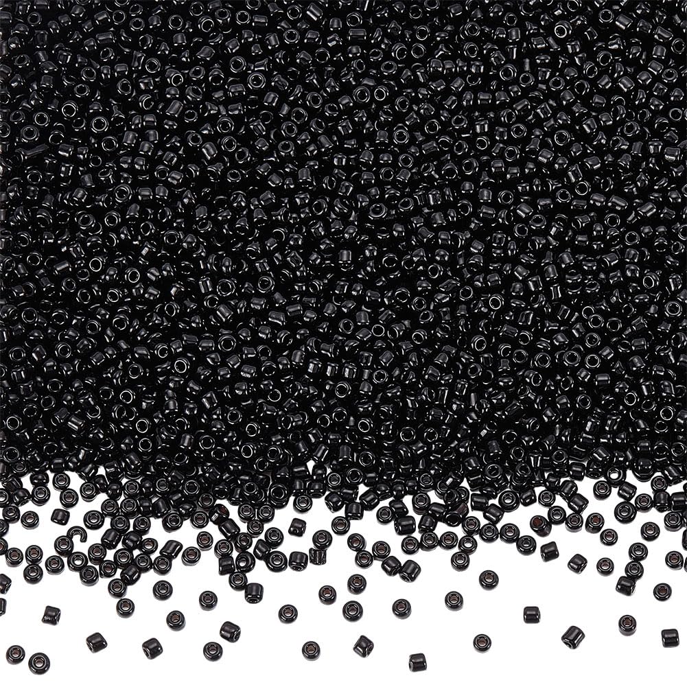 SOFPLATE 1 Box about 6600Pcs 2mm Glass Seed Beads 12/0 Black Seed Beads Opaque Solid Color Small Pony Round Balls for Jewellery Making Supplies DIY Earrings Bracelets Necklaces Rings Chains Crafts โ image 1