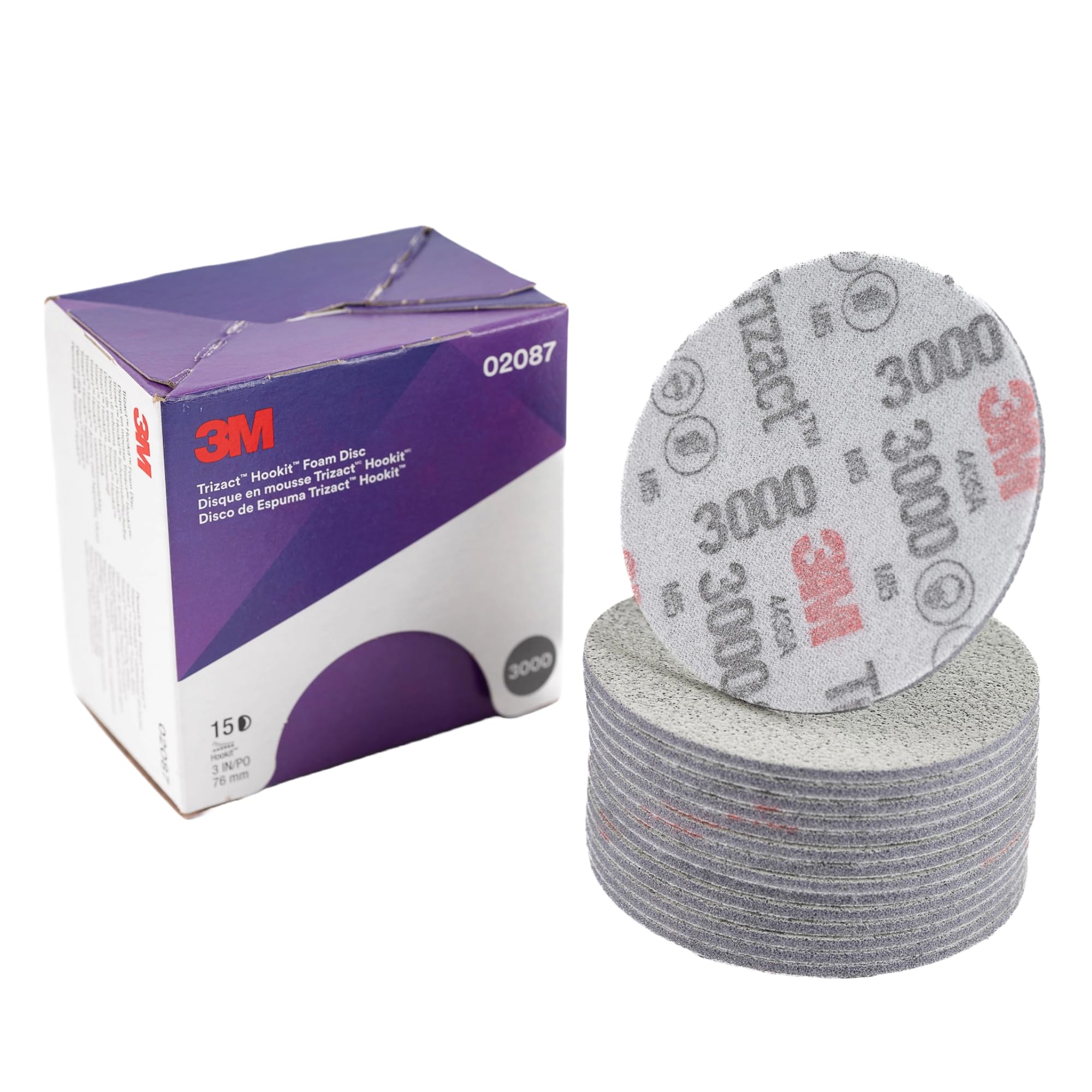 3-M 02087 Tri-Jac Foam Abrasive Disc - Foam Sanding Pads for Angle Grinder, Orbital Sander, Automotive Body, Repair Paint, Sand Scratches, High Gloss