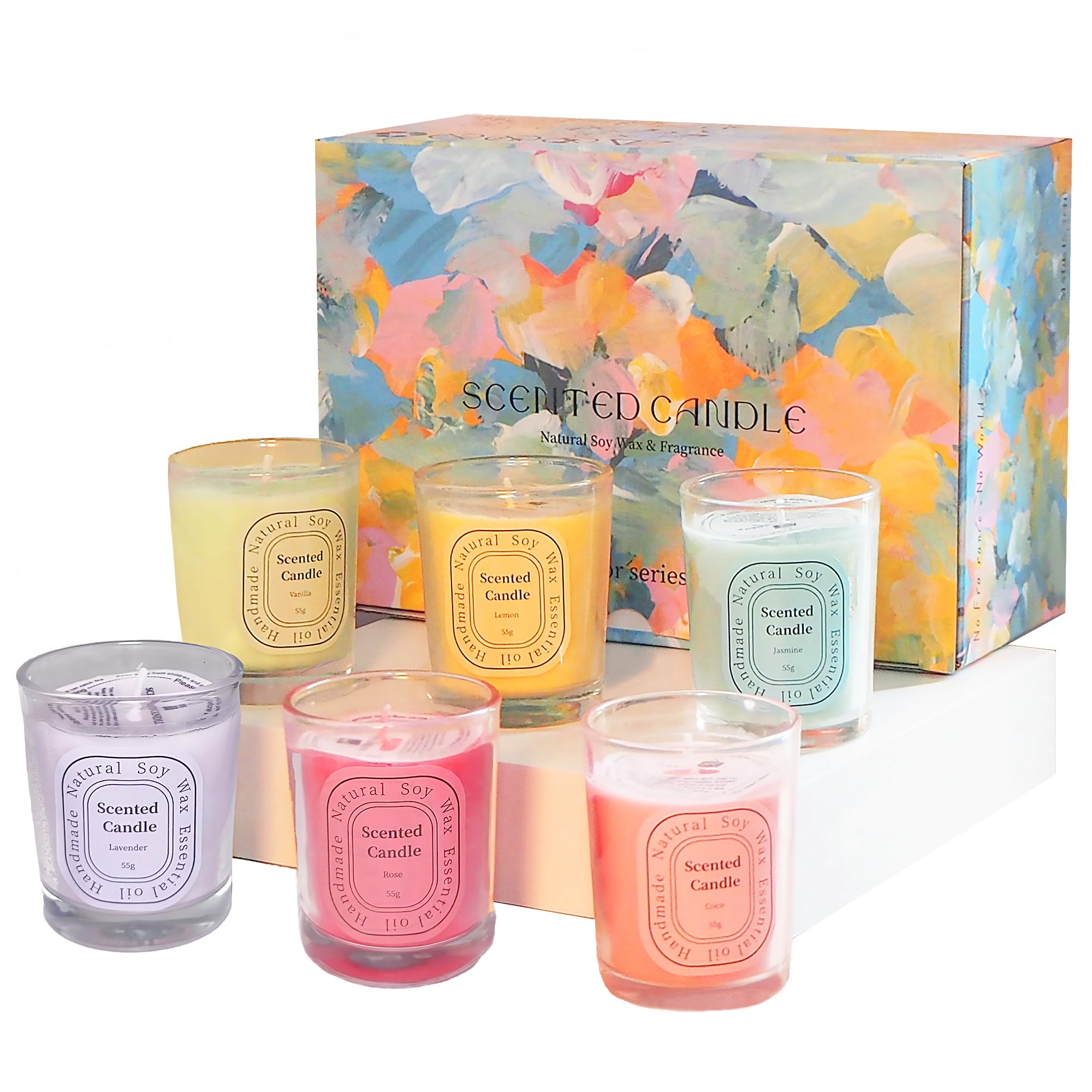 Artisoul Juego de Velas Aromáticas, 6 PCS Aromas Velas de Soja Natural, Vela Perfumadas con Fragancia Fuerte, Pack Velas Regalo Mujer para Cumpleaños San Valentín Día de la Madre Navidad, 48 Horas