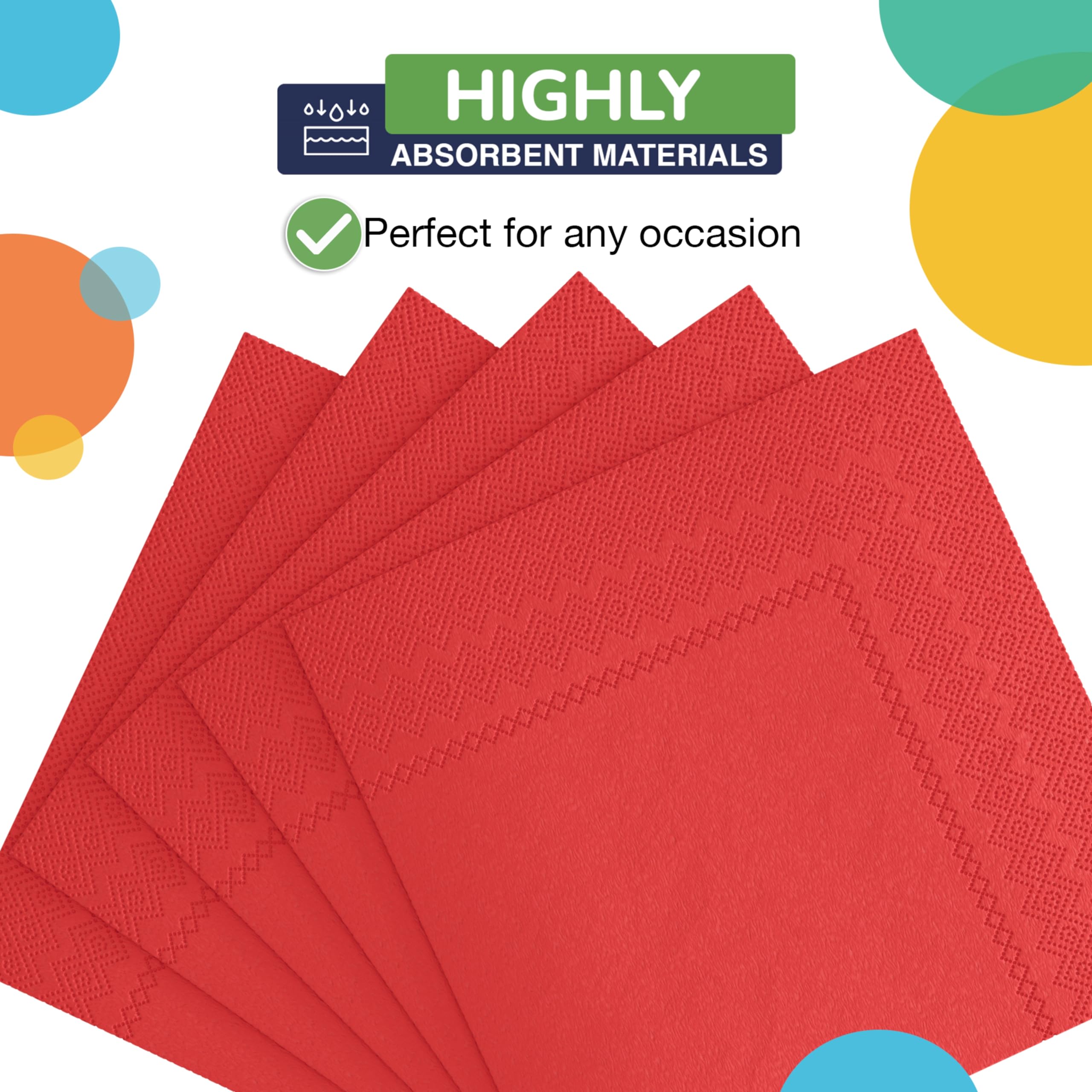 Party Solids Lot de 300 serviettes de table jetables à double épaisseur pour tous les jours - Rouge