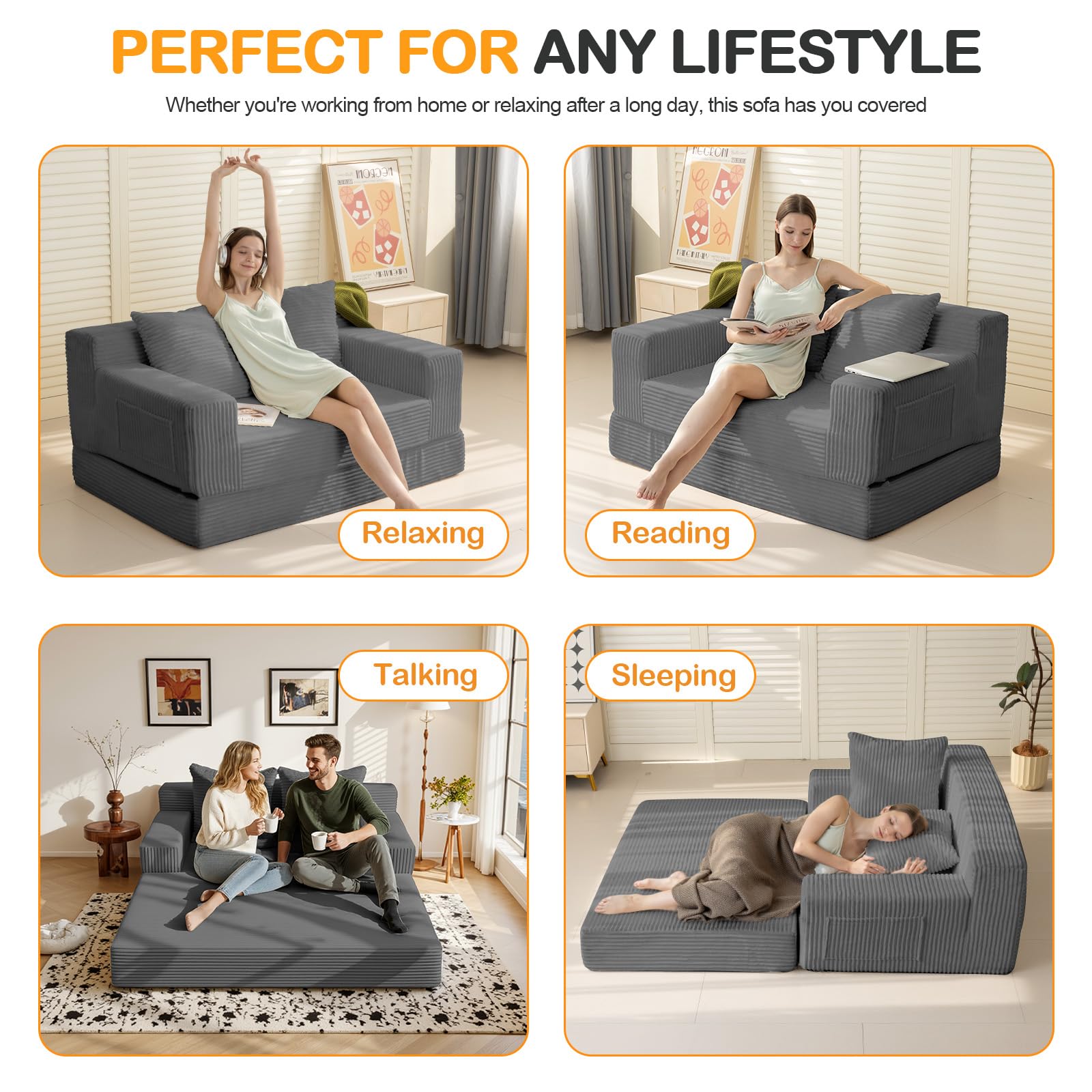 The Best American Leather Sleeper Sofa Alternatives in 2026 2 Erament Convertible Sofa Bed, Loveseat Folding Floor Futon Sleeper Sofa Couch Be — product photo