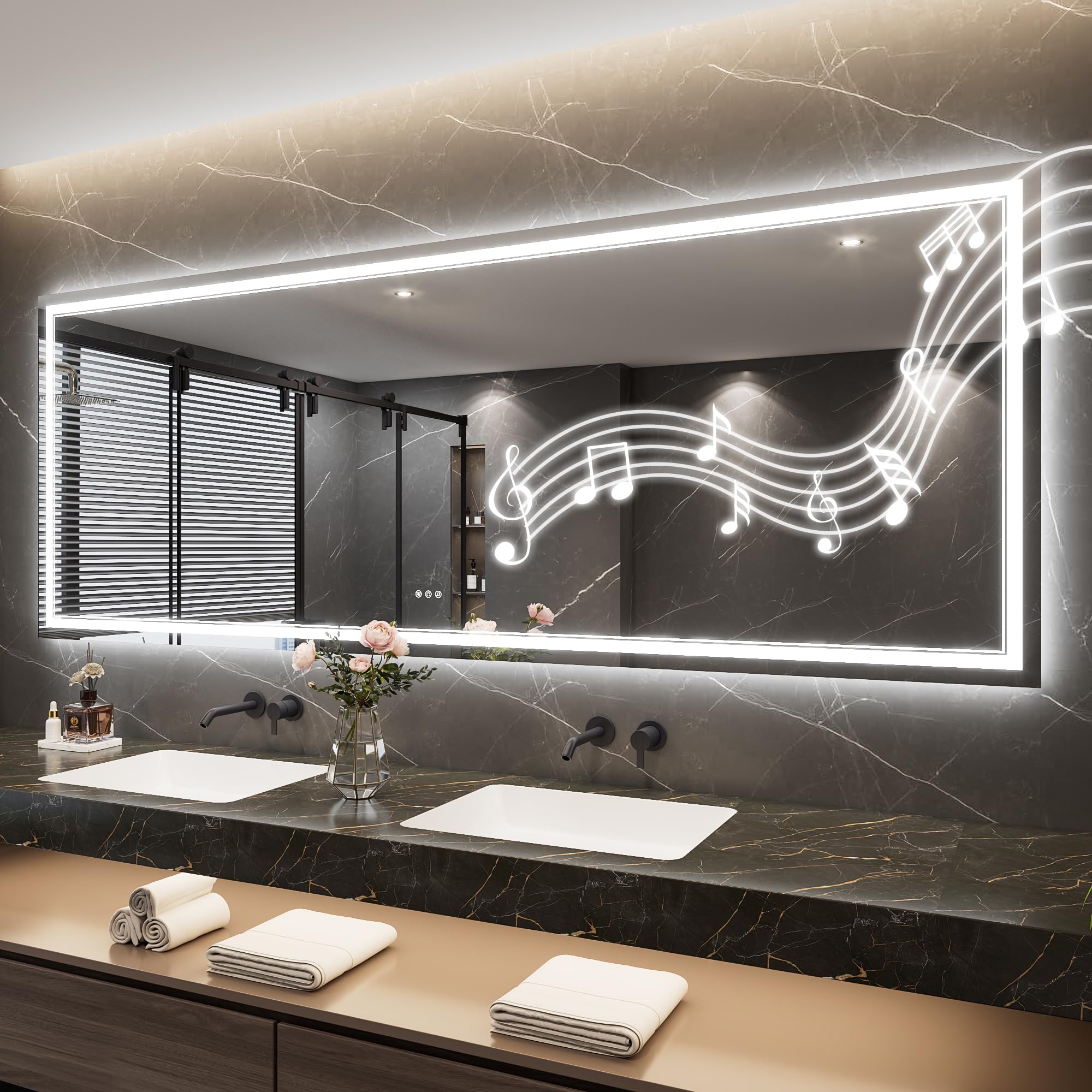 Photo 1 of Keonjinn 36" x 96" LED Bathroom Mirror with Bluetooth Speaker