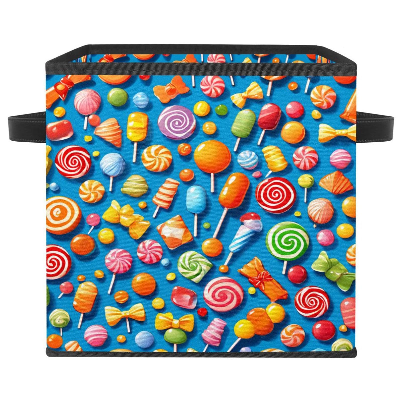 Boîte de rangement pliable motif bonbons bleus pour placard et chambre
