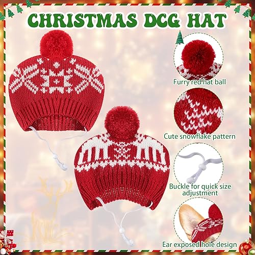 Miniatura 3 de Juego de 2 disfraces de Navidad para perro, sombrero de punto, gorro de invierno, gorro cálido para invierno, bufanda bonita y cálida, accesorios de