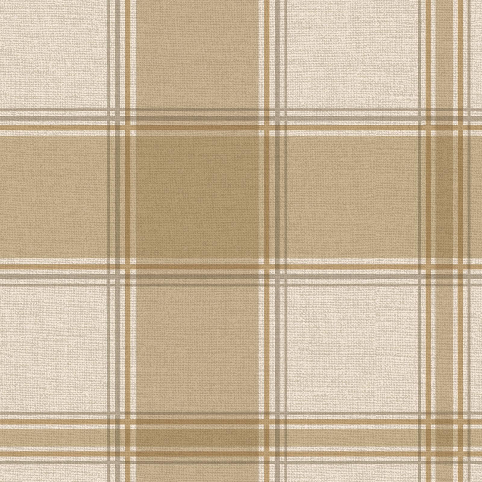 Belgravia Carmella Check Cream/Sand Wallpaper - Heavyweight Vinyl - Scrubbable - Floral Trail Design