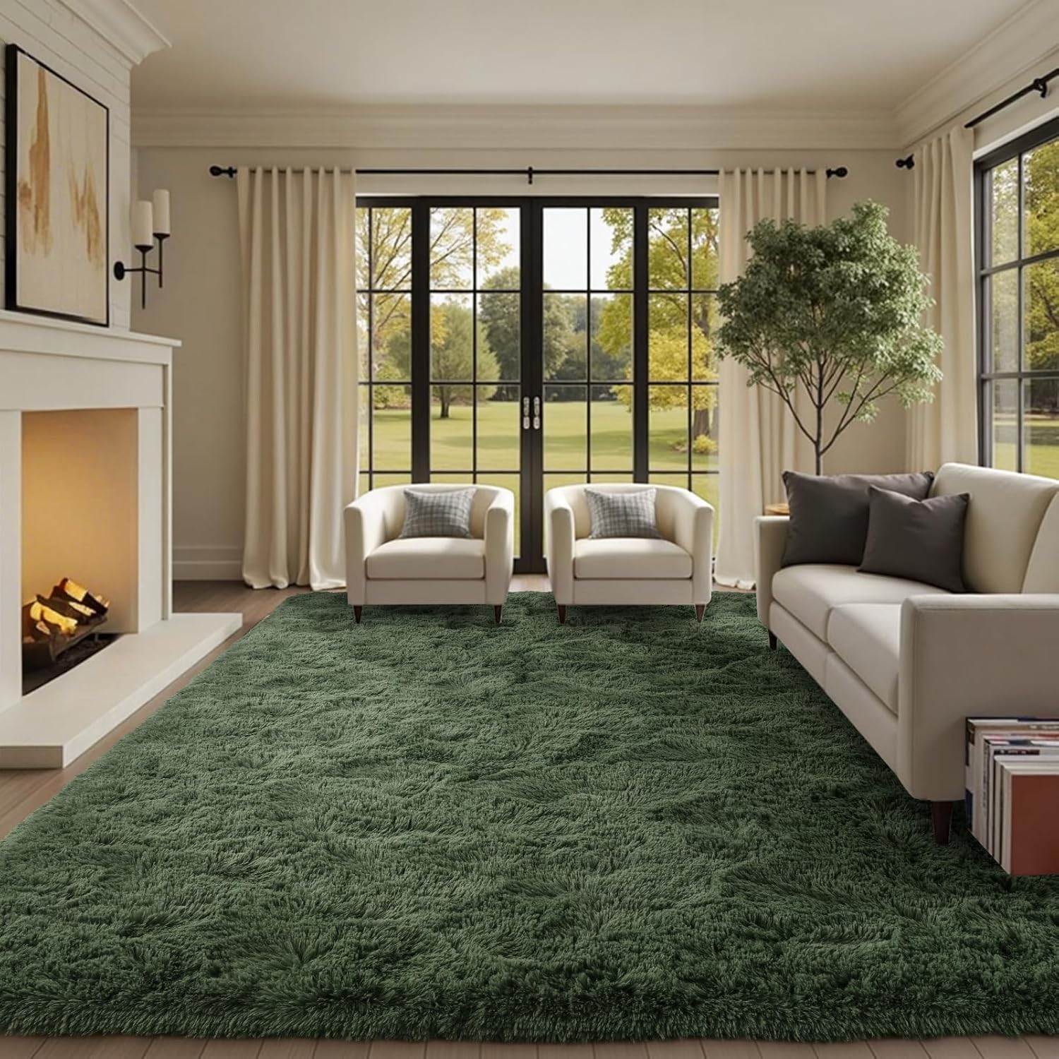 6x9 Ft Large Green Area Rug for Bedroom Living Room, Ultra Soft Fluffy Furry Rugs for Classroom Indoor Floor, Aesthetic Carpet for Kids Home Decor 9- Green 6' x 9' (Rectangular)