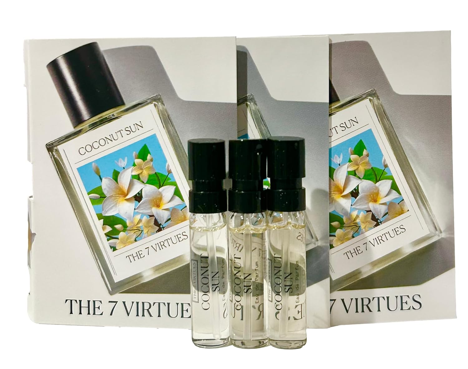 The 7 virtues COCONUT SUN Sample Perfume Women Pour Femme EDP Spray 1.7 ml oz - set of 3 (0591) - Image 1 of 9