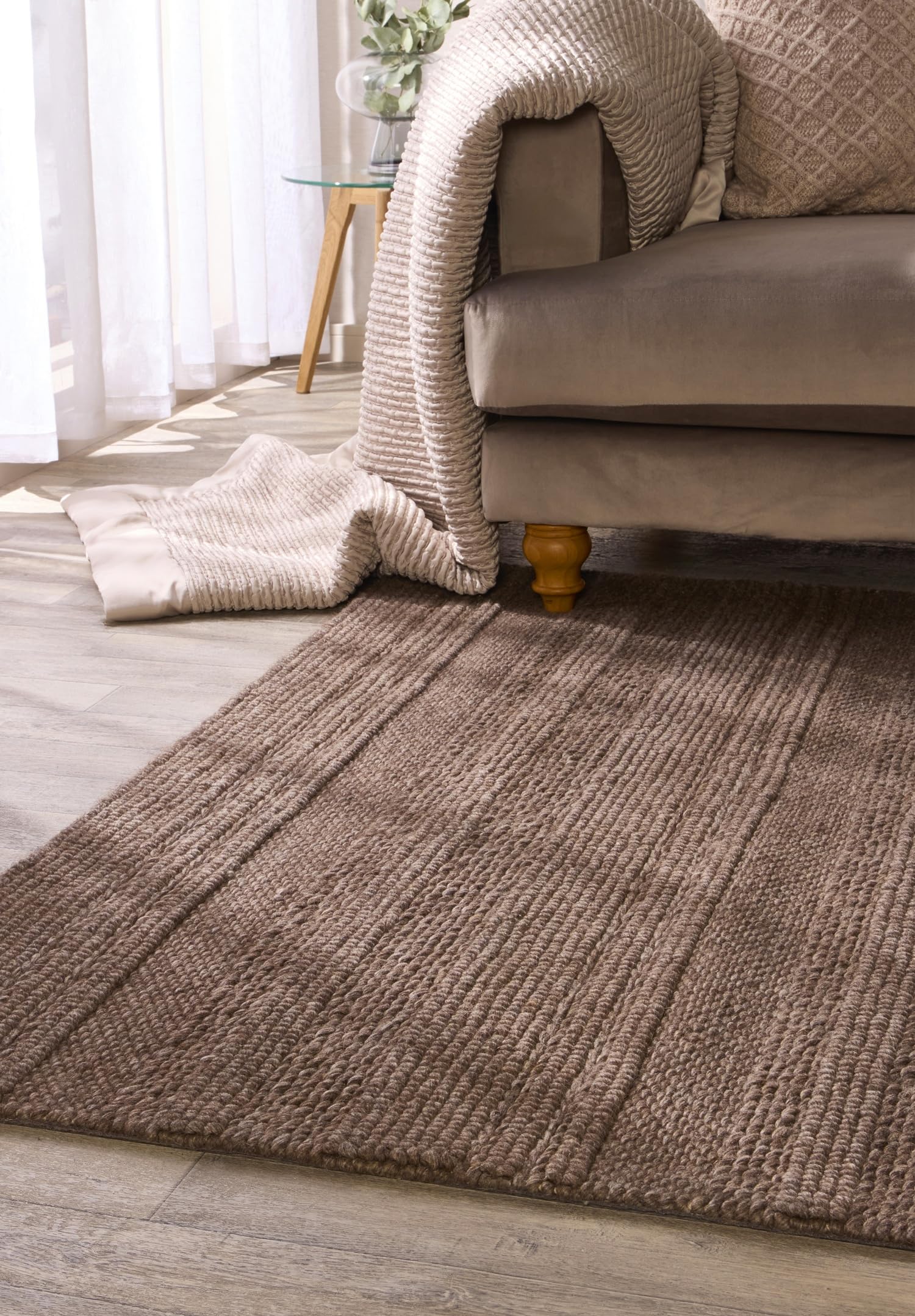 Lord of Rugs Tapis en laine tissée à la main pour salon, chambre à coucher, couloir - Tapis traditionnel rustique et luxueux en laine tissée à la main - Marron - Taille S : 80 x 150 cm