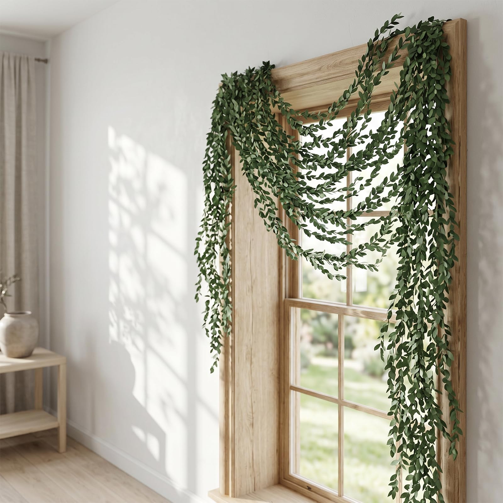 Tivleed Fake Ivy Garland, Self-Adhesive Artificial Vines with Bendable Stems, Realistic Greenery Leaves for Wall Home Party Decor, 7.5M*2PCS