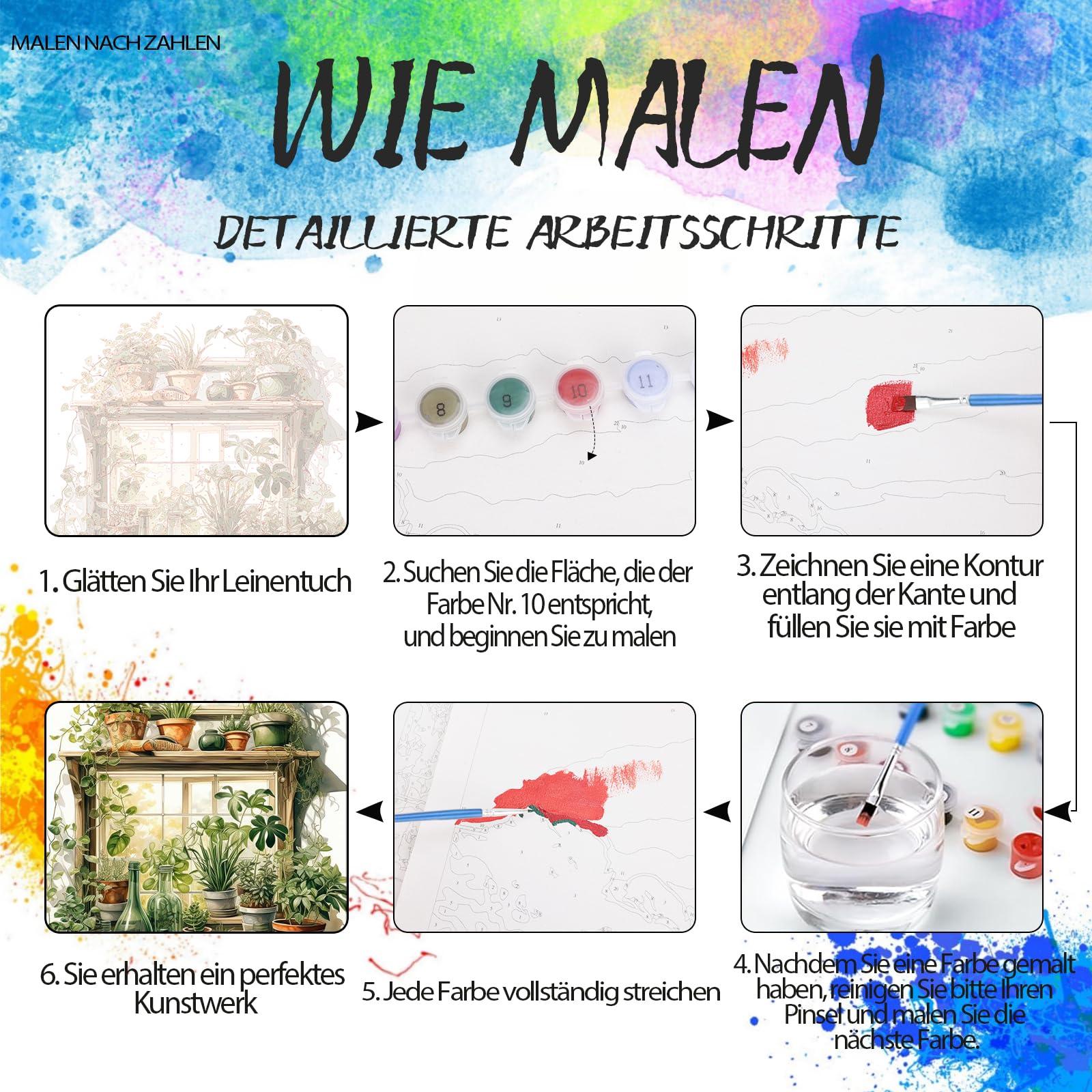 NiArt Verf op Cijfers voor Volwassenen Beginners, Doe-het-zelf Verf op Nummers op Canvas voor