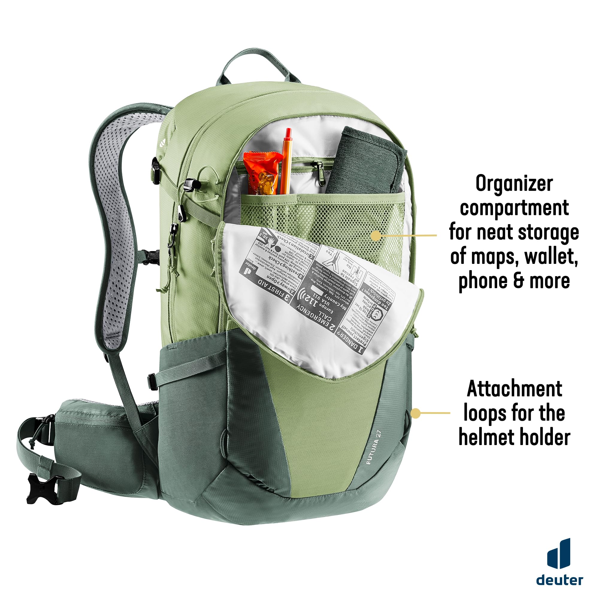 Deuter Plecak turystyczny Futura 27 męski (1 sztuk), Grove-ivy, 27L, Minimalistyczny
