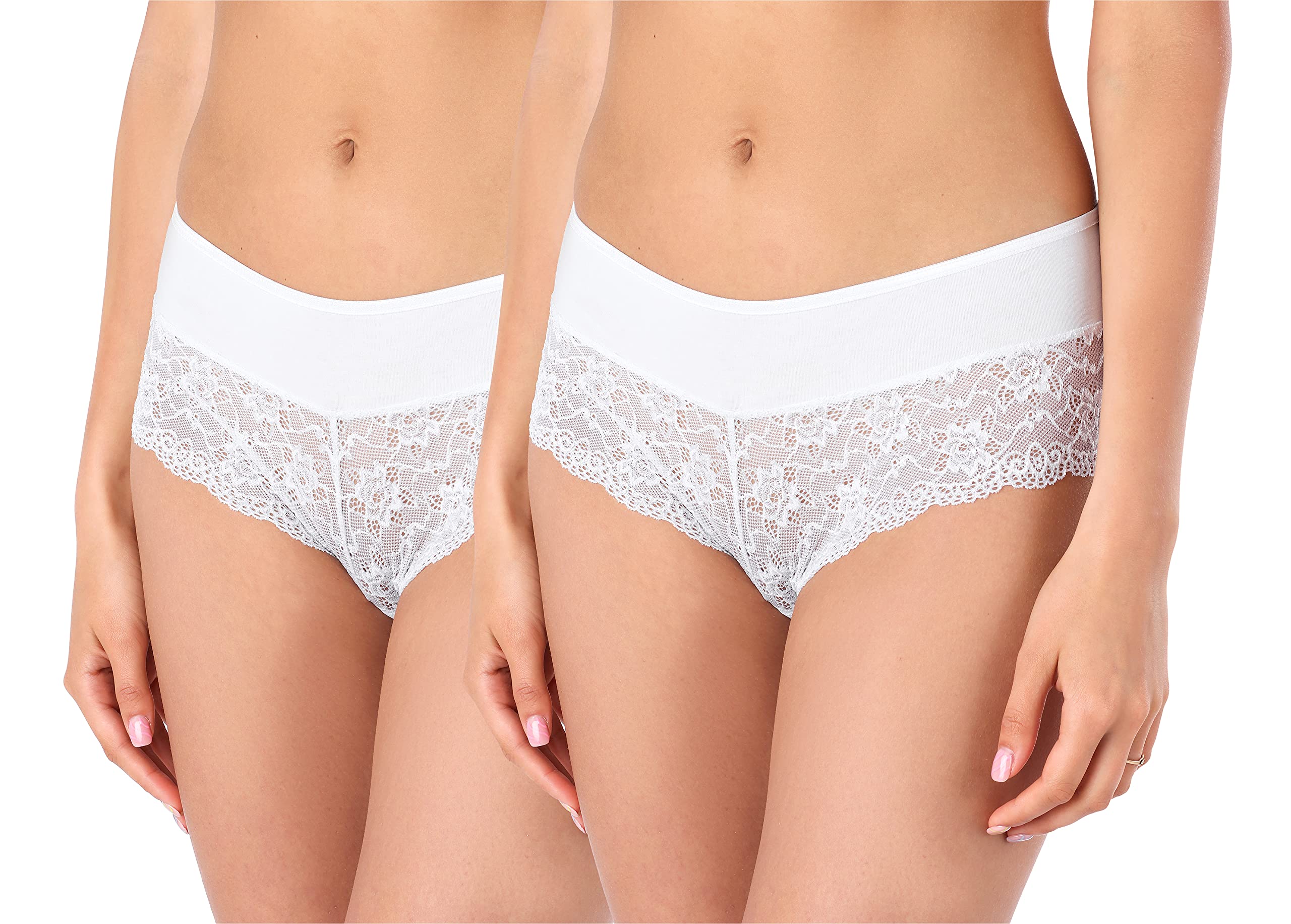Bellivalini Damen Unterwäsche Unterhose aus Baumwolle Panty mit Spitze BLV50-187