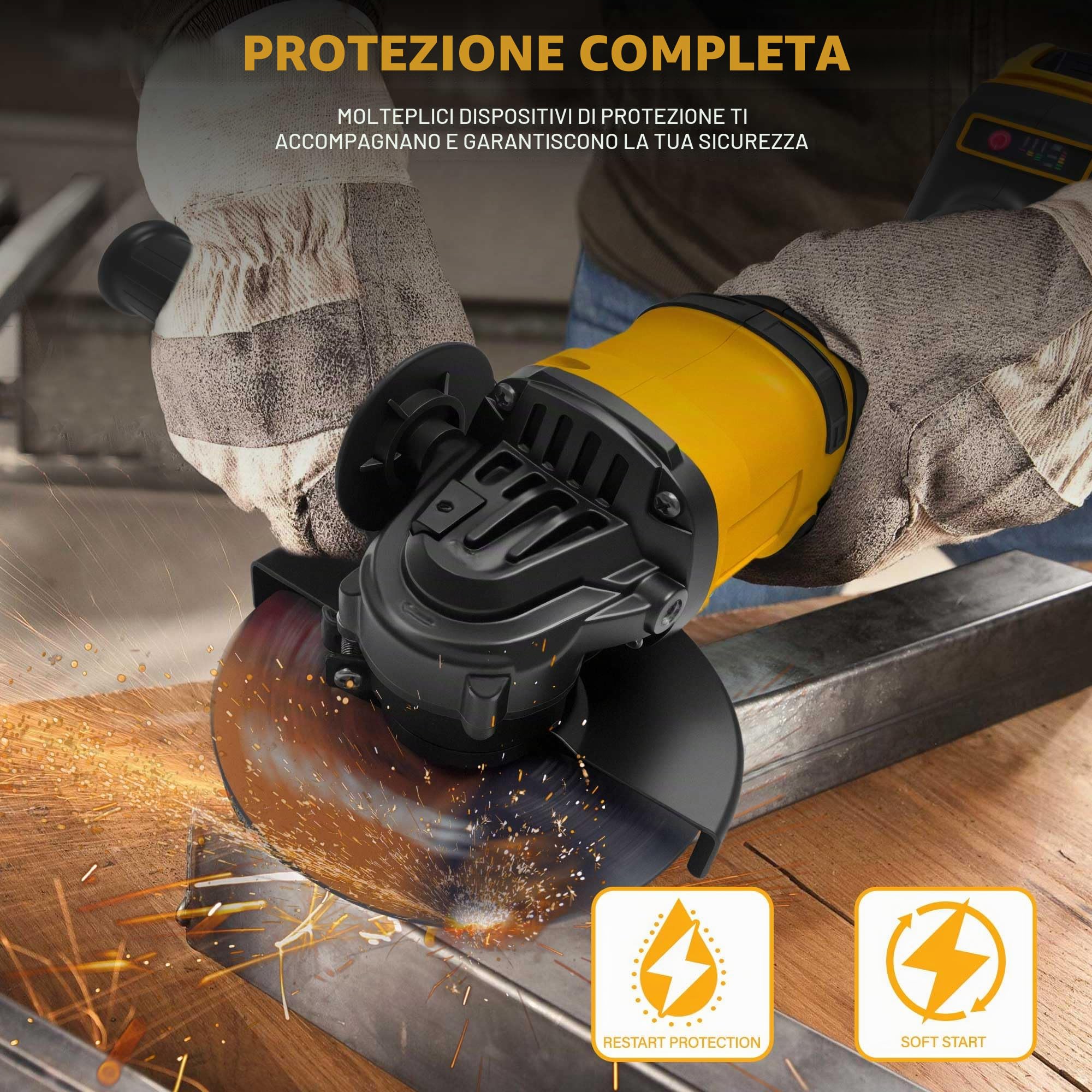 Smerigliatrice angolare a batteria da 125 mm per DE walt 20 V MAX, senza spazzole 8500 giri/min, compatta e professionale con 3 velocità variabili, ideale per tagliare, levigare e lucidare (senza