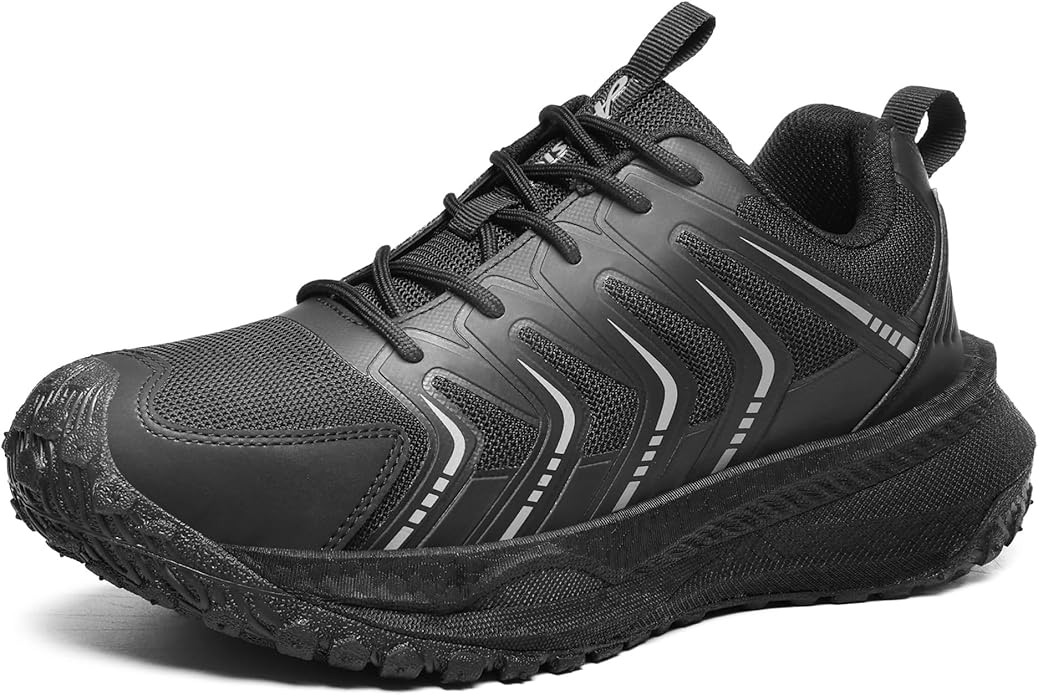 Steel Toe Shoes for Men Non Slip Work Sneakers Women Slip On Composite Toe Puncture Proof Air Cushion Indestructible Walking Hiking Shoes for Construction Camping Outdoor Training