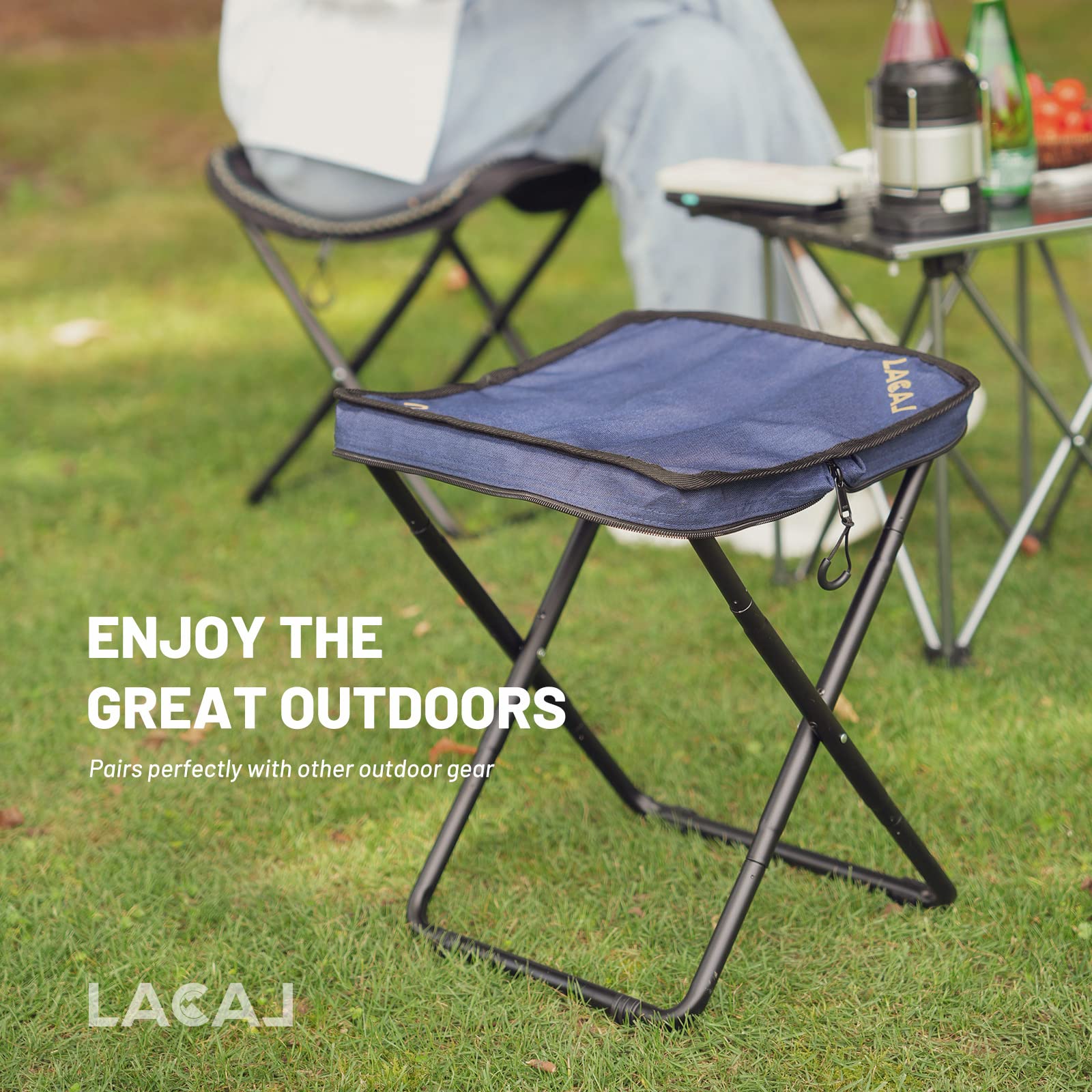 G2 GO2GETHER Camping Stool,Portable Folding Compact Stool for Outdoor Camp,Hiking,Picnic Fishing,600D Oxford Cloth, Durable Aluminum Frame (Navy 2 Packs)