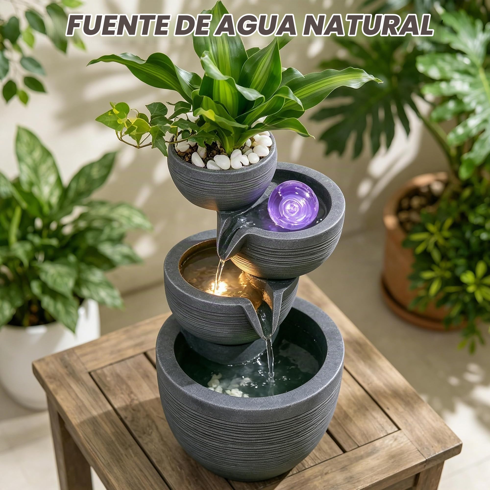 Fuente de Interior con iluminación LED, Fuente de Agua circulante