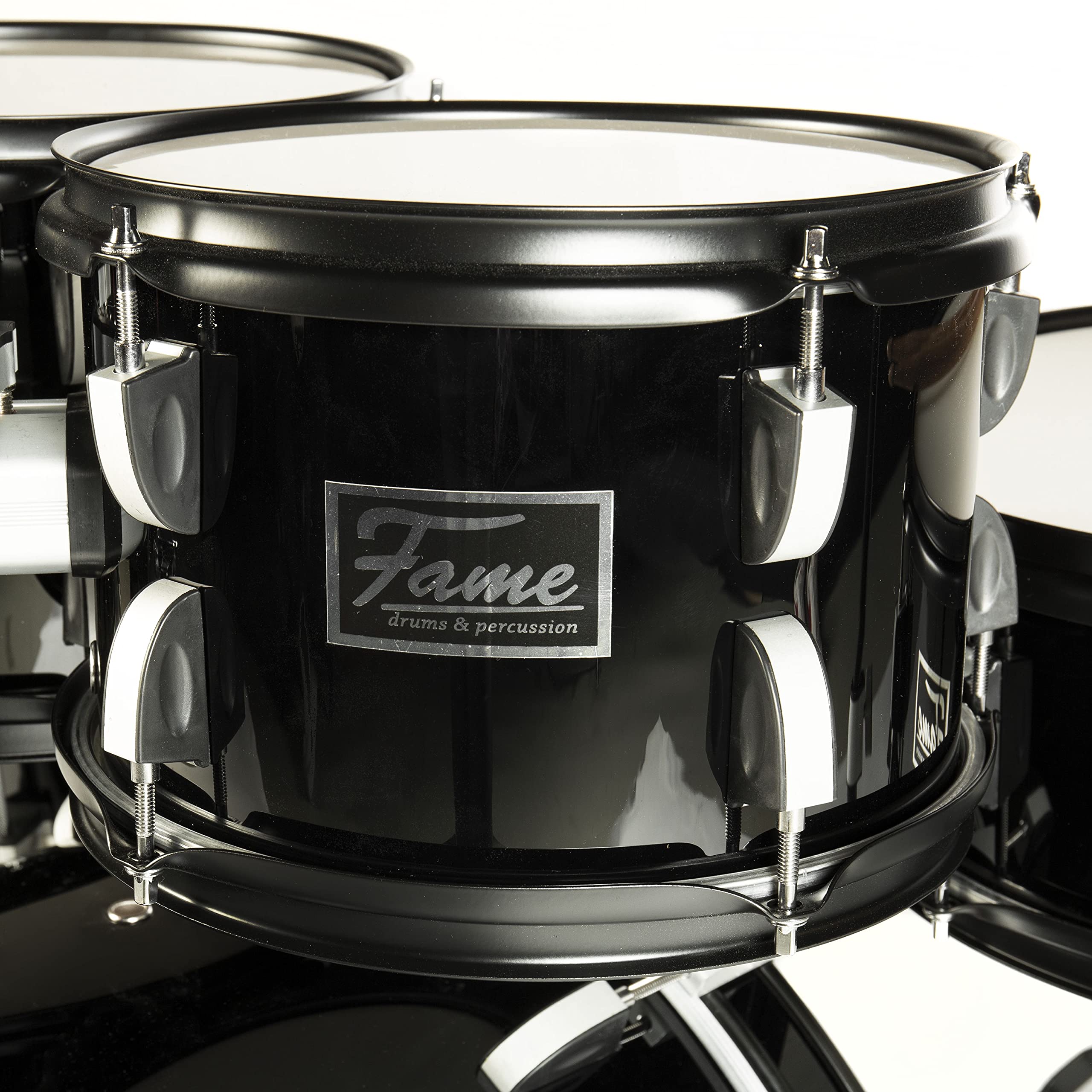 Fame FS22B First Step Rock Set, Piano Black, Komplettes Drum-Set, 22" BassDrum, Mischholz Kessel, Inklusive Hardware & Becken, Ideal für Anfänger und Schlagzeug-Einsteiger"