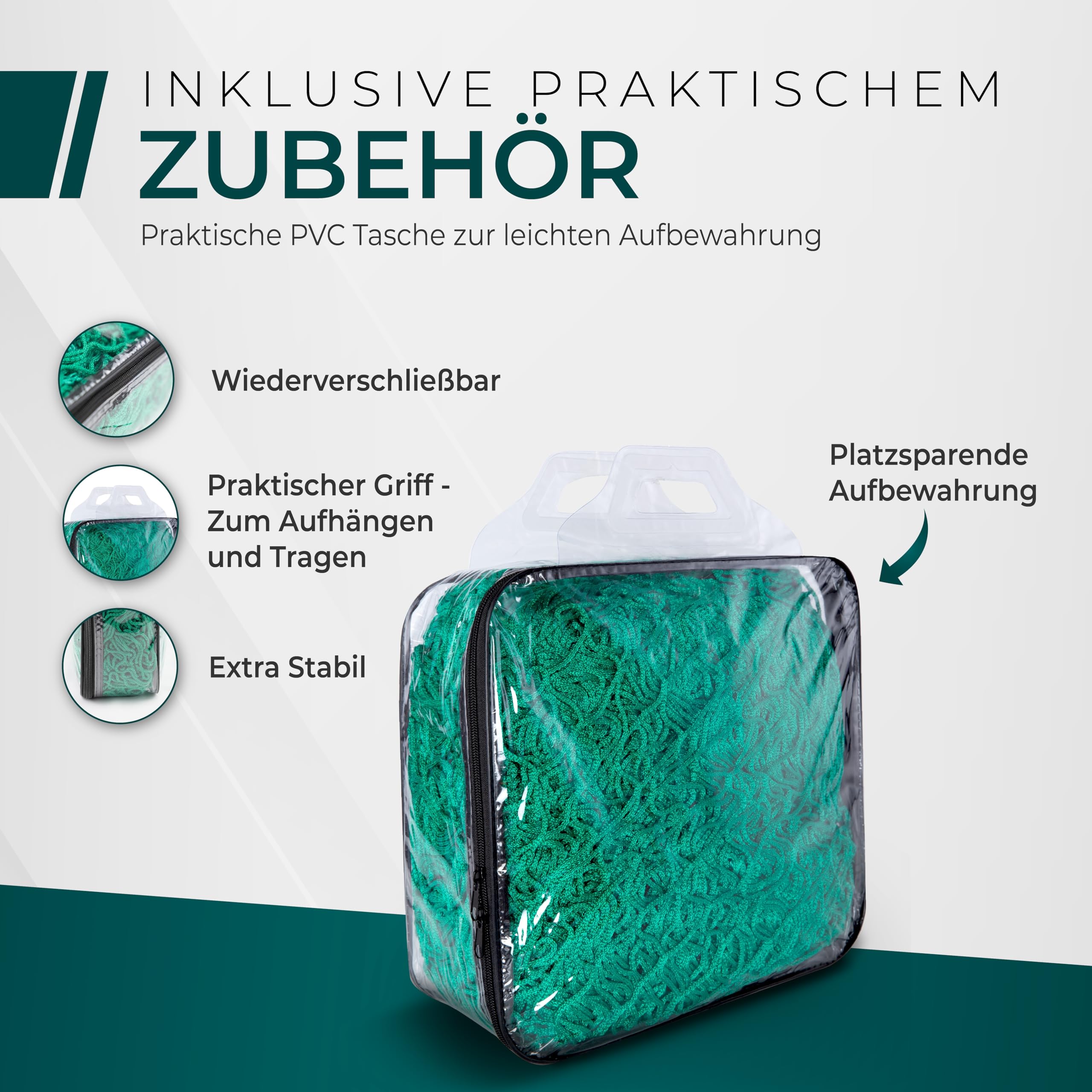 CargoVA® inteligentna siatka na przyczepę 3,5 x 8 m – siatka do zawieszania z gumową liną, torbą i oznaczeniem narożników – do idealnego zabezpieczenia ładunku