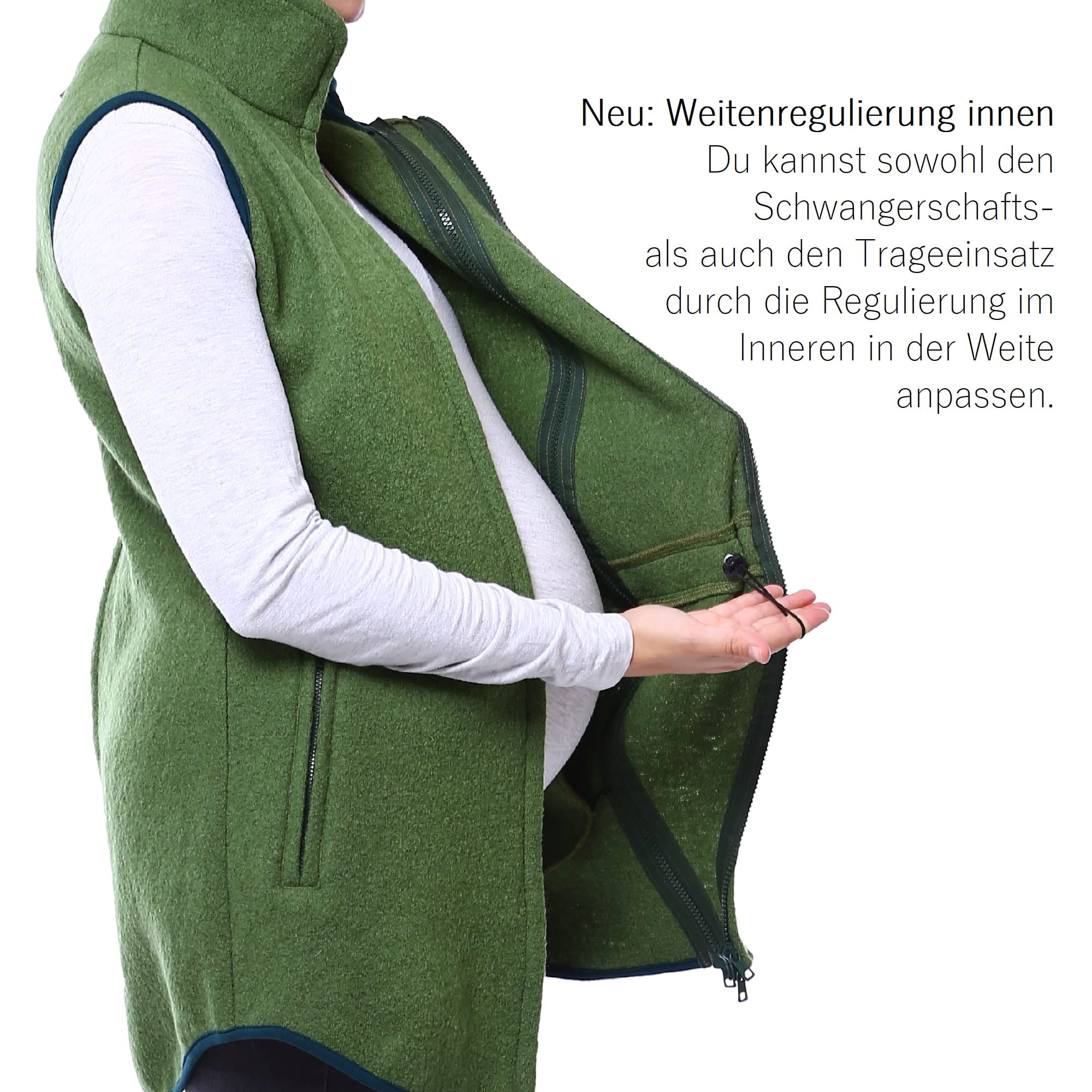Viva la Mama – Wollweste Trageweste aus Wolle zum Babytragen Umstandsweste - PEVE - kiwigrün - L