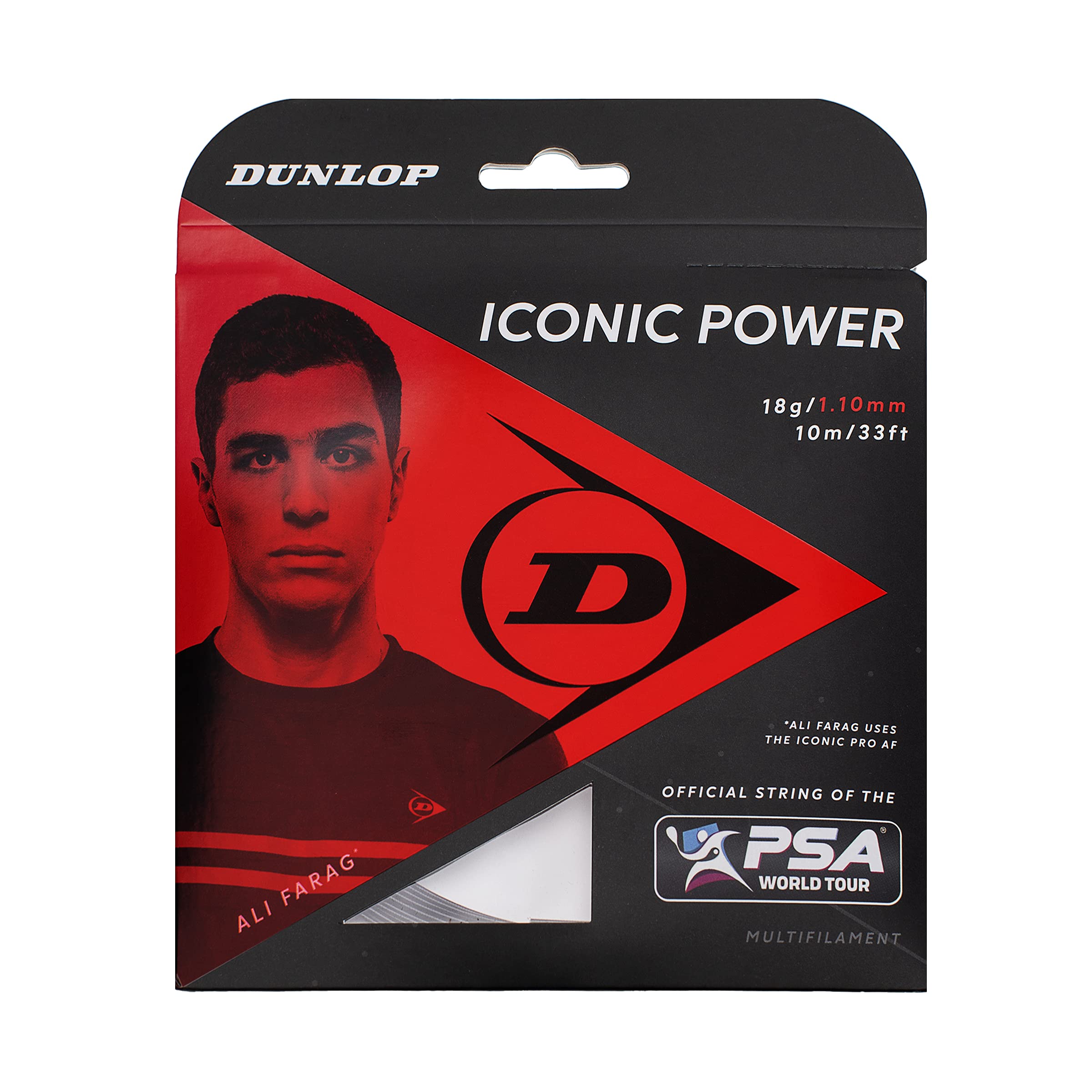 Dunlop Sports Iconica Corda Power Squash, Set 18g/1.10mm, 10m