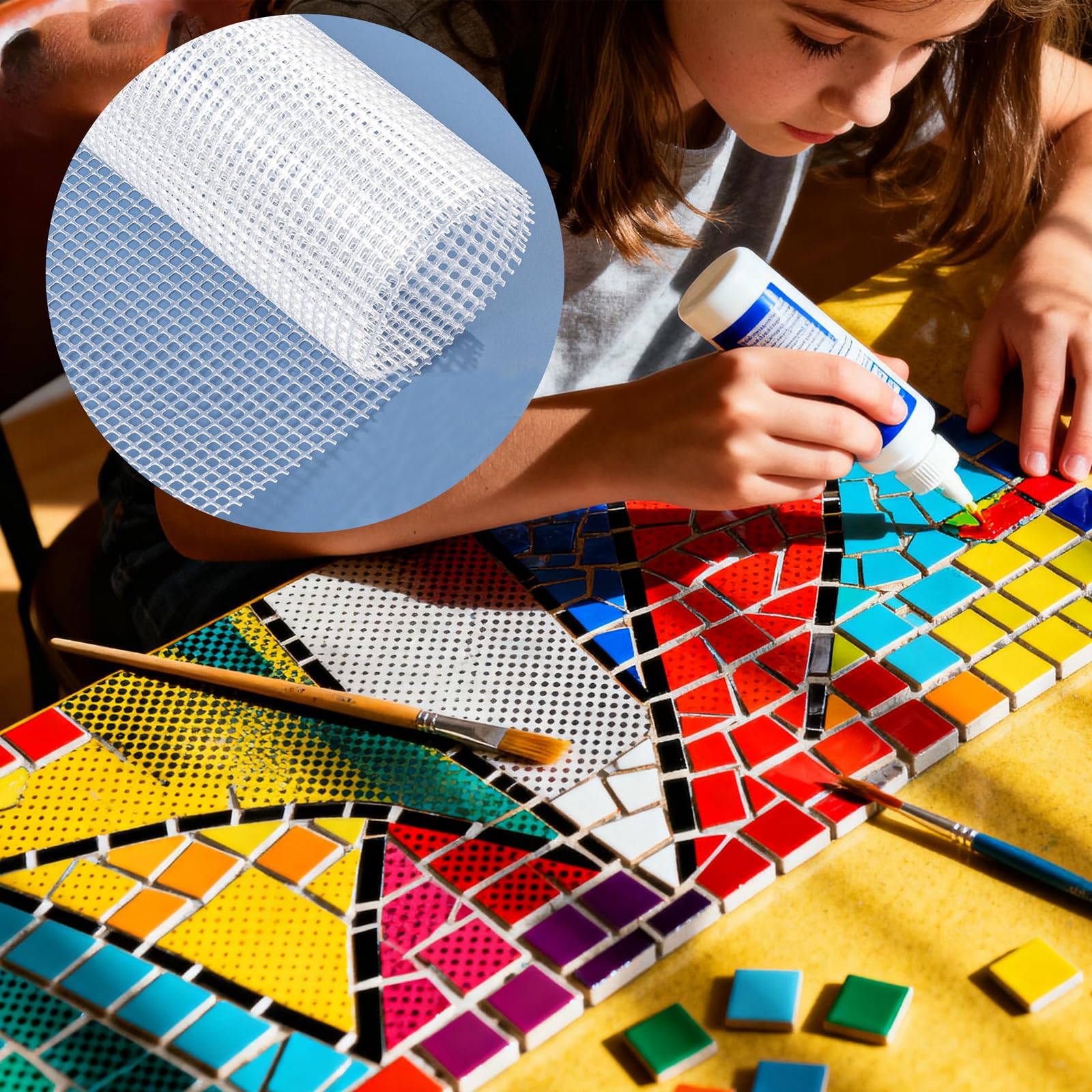 4 Stück Mosaiknetz für rückseitige Fliesen 40x100 cm Leicht zu schneiden Fiberglas Netzrückseite für Fliesenmontage DIY Handwerk für Wand- und Bodenbehandlung (nicht klebrig)