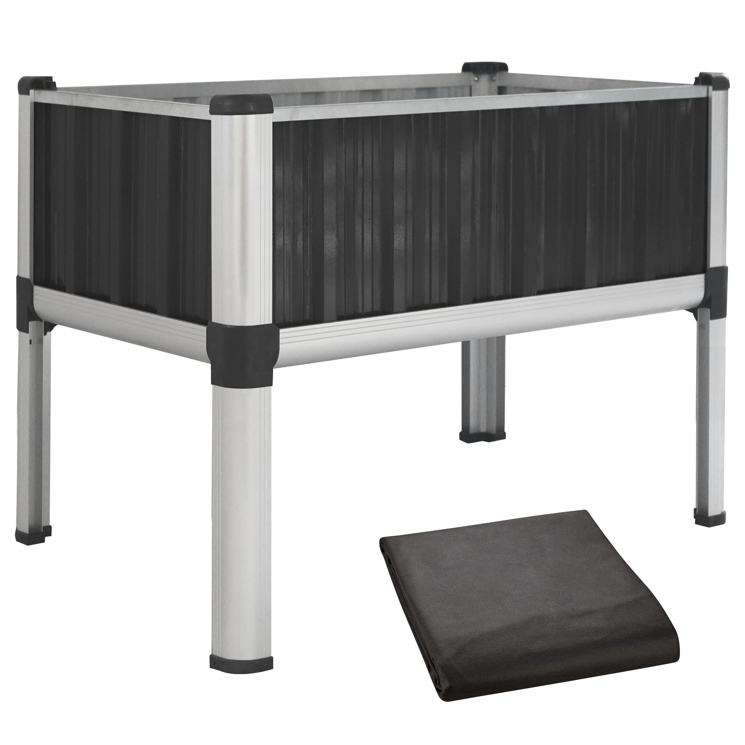 TTL GARDEN Hochbeet 80x50x80cm Superior M aus Metall Anthrazit-Silber | Alu Stahl verzinkt & lackiert - Frühbeet, Pflanzkasten, Kräuterbeet, Blumenbeet, Blumenkasten für Garten, Balkon, Terrasse