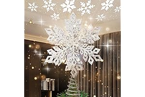 Joiedomi Snowflake Tree Topper, Silver LED Rotating Projector