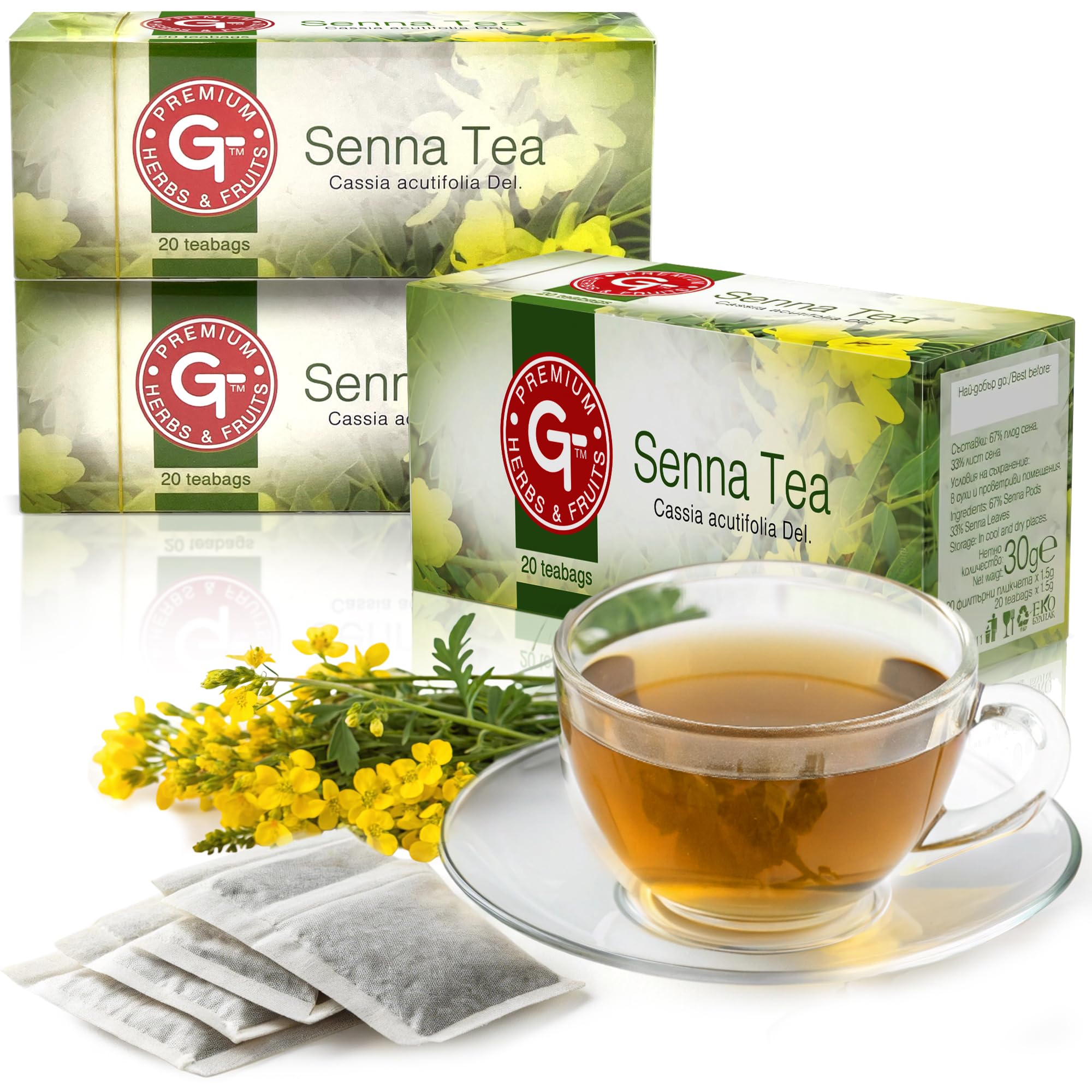 Premium Senna Tea Leaves and Fruit Laxative for Constipation Relief Senna leaf Colon Cleanse Chinese Diet Asian Slim Tea Premium GT Fruits & Herbs 3 Count (Pack of 60)