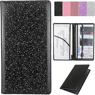 Car Registration and Insurance Card Holder with Magnetic Closure, Premium PU Leather License Registration Holder for Driver License, Insurance Card, Paperwork, Men & Women (Black)