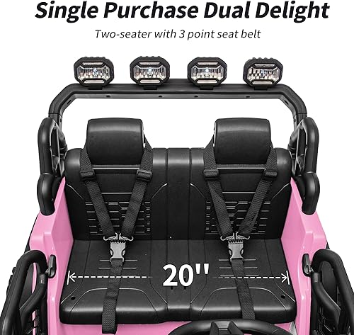 Miniatura 6 de Camión eléctrico de 2 plazas, 24 V, 4 x 4, juguete para niños de 4 a 8 años con control remoto, neumáticos EVA, color rosa claro