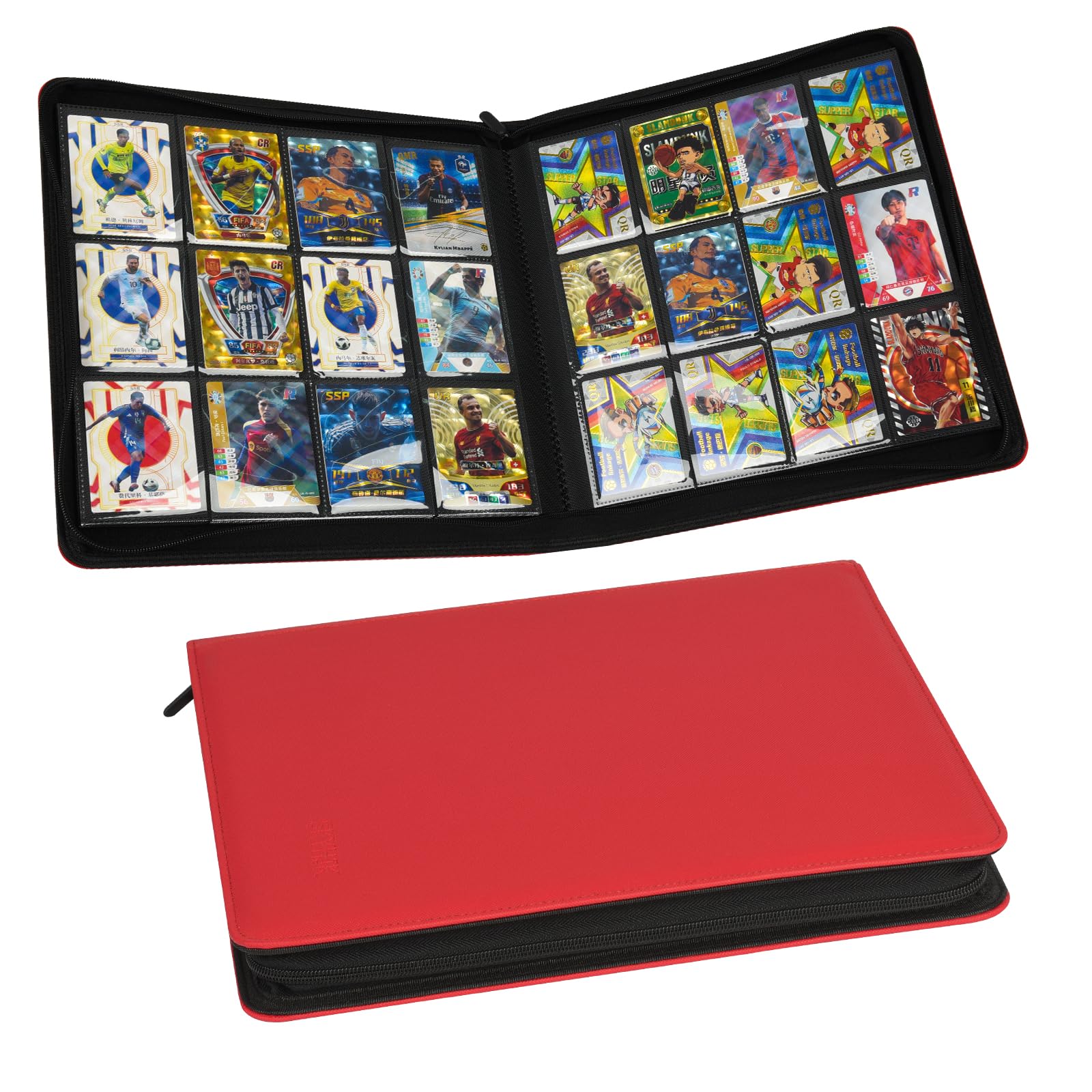 SKYHJK Trading Card Binder 480 Pockets, 12 Pockets Card Binder, Side Loading Card Collection Binder, Collectible Card Albums Card Folder for MTG, TCG, Football, NFL, Sports Cards, Game Cards(Red)