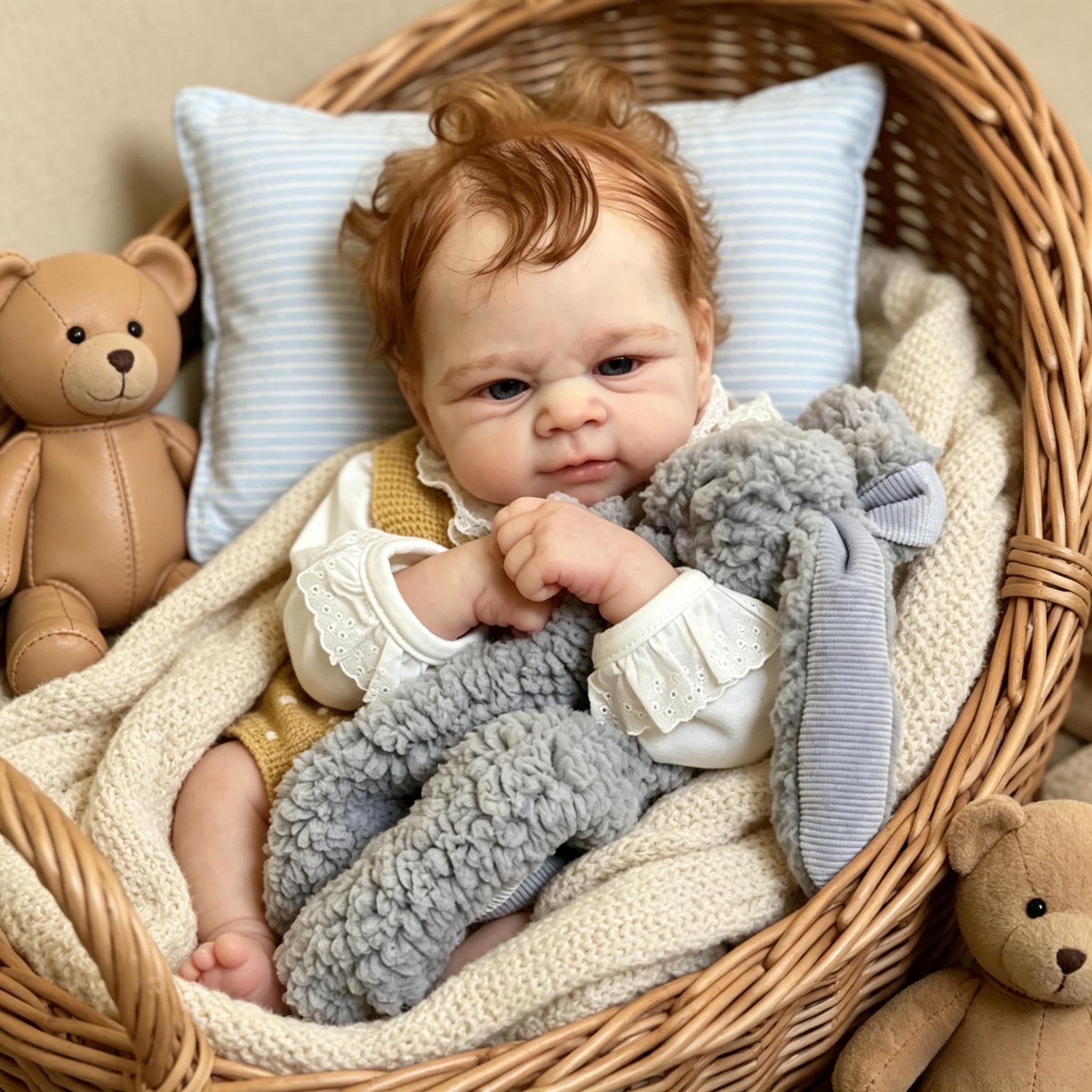 RXDOLL 48 cm winylowe lalki Reborn Baby Dolls Boy Eyes Otwarte Anatomicznie poprawne lalki dla niemowląt Elijah realistyczne noworodki lalki niemowlęce miękki silikon realistyczna lalka niemowlęca