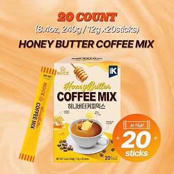 [Nokchawon] Honey Butter Coffee Mix, Sweet & Creamy Korean Instant Latte, Unique Gourmet Flavor for Office & Travel, 20 Sticks