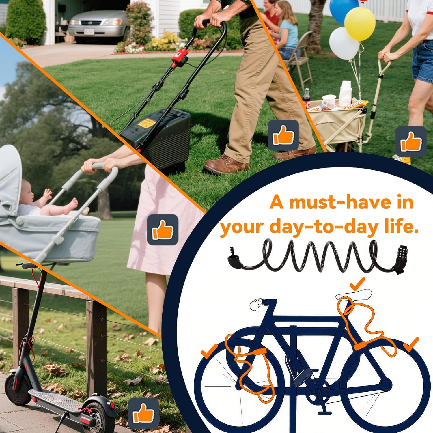 SEPOX® 12Pcs Pack 6FT Extra Long Cable Combination-Bike-Locks, 4 Digits Retractable Security Lock, 12mm Heavy-Duty Anti-Theft Anti-Rust Cable for Bicycle, Scooter, Gate,Outdoor Equipment, Weatherproof