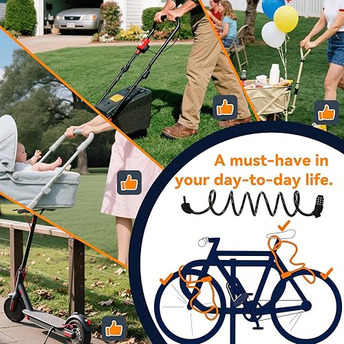 Miniatura 5 de SEPOX Paquete de 4 cerraduras de bicicleta de combinación de cables extralargos de 6 pies, cerradura de seguridad retráctil de 4 dígitos, cable