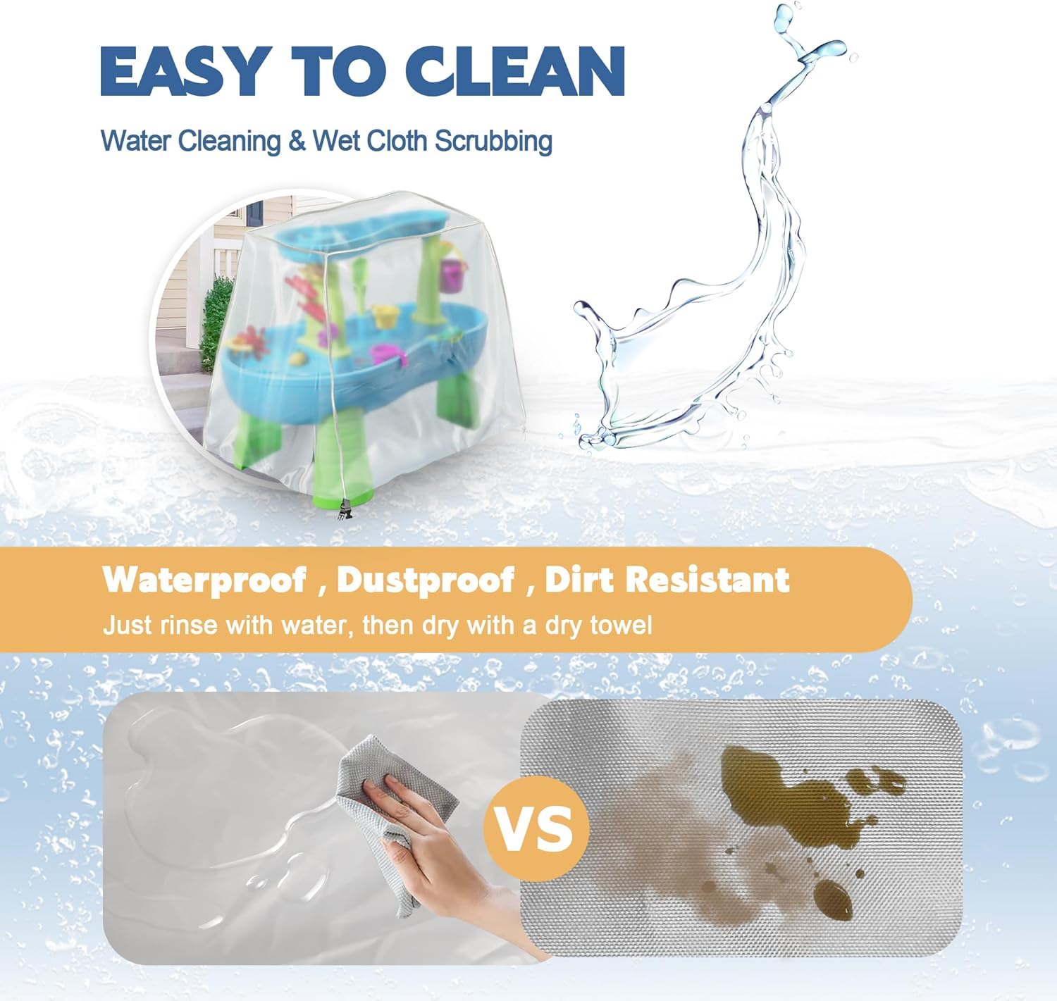 Kids Water Table Cover, Fit Step2 Rain Showers Splash Pond Water Table Waterpark Play Table Cover Outdoor Toys Cover - (Frosted)