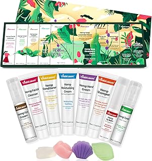 Hemp Beauty Gift Set-12PCS W/Eye Cream, Detergente per il viso, Toner, Crema idratante, Sapone per il viso, Balsamo per le labbra, etc, Migliori regali per le donne, Regalo per lei