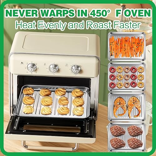 Miniatura 6 de CEKEE Bandeja de 2 cuartos de hoja, de acero inoxidable de grado comercial, para hornear, bandejas para hornear para horno, fácil de limpiar y apta