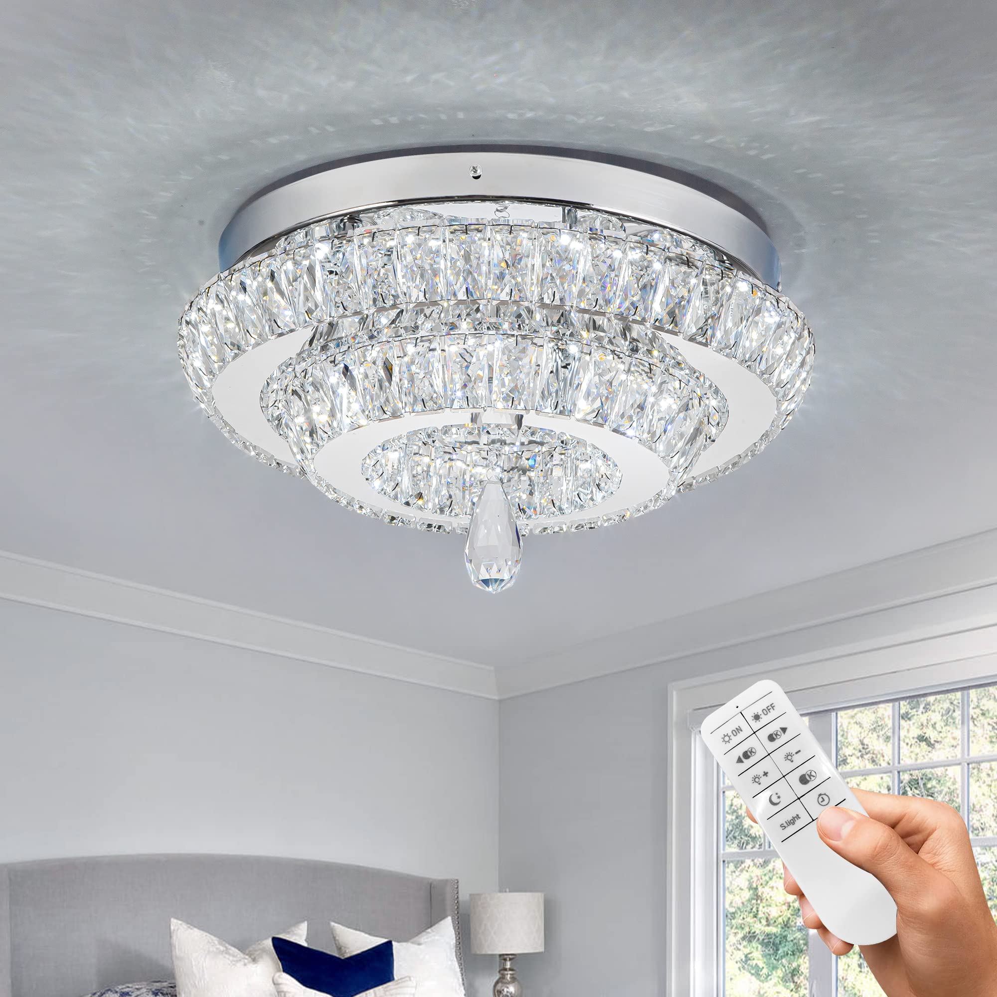 HomLaiting Modern Crystal Ceiling Light