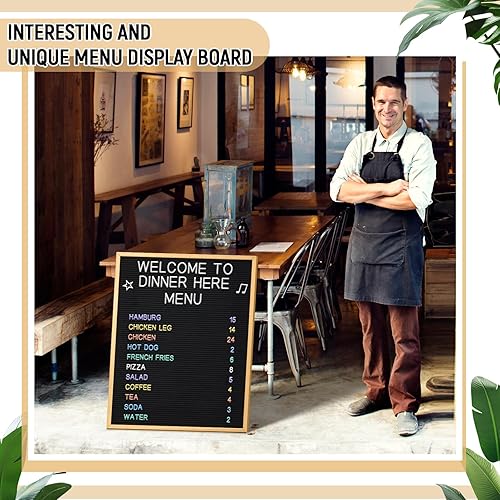 Miniatura 6 de Juego de 2 tableros de letras grandes de 24 x 30 pulgadas, tablero de letras intercambiables de fieltro con letras y cajas, tablero de menú grande