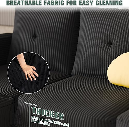 Miniatura 3 de SUNLEI Sofá modular convertible para espacios pequeños, sofá modular en forma de L con almacenamiento otomano extraíble, sofás pequeños modernos de